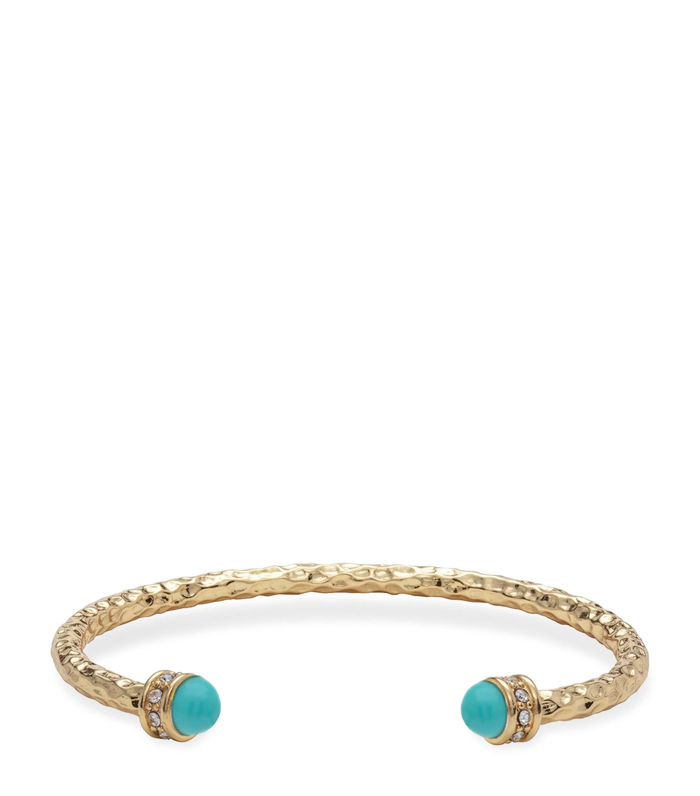 Halcyon Days Hammered Turquoise Torque Bangle Aquamarine Image 1