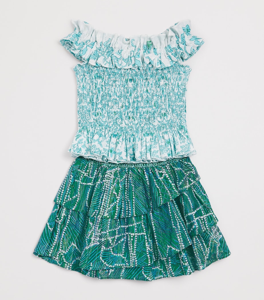Poupette St Barth Kids Tiered Lilas Mini Skirt (4-12 Years) Green Akoya Image 3