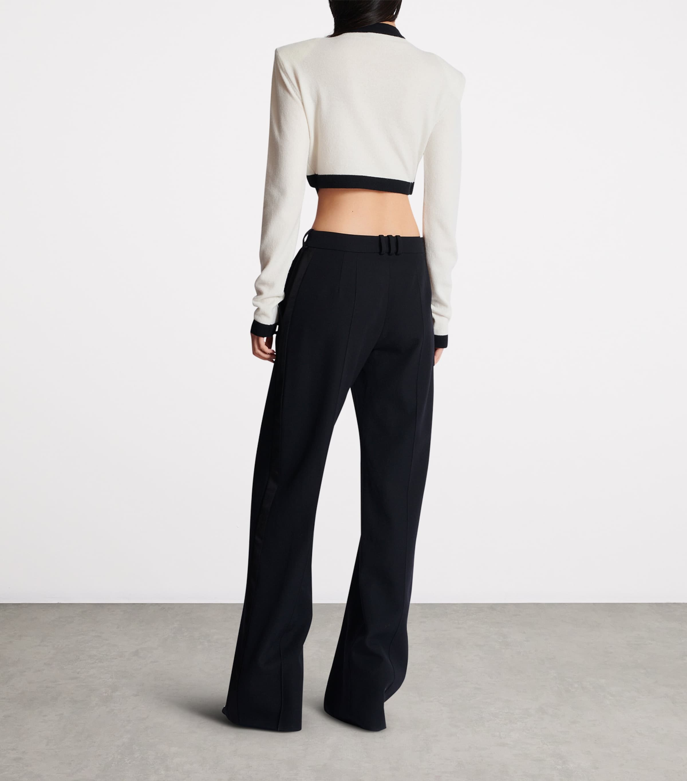 Wool-Cashmere Cropped Cardigan GAU NATUREL/NOIR Image 3