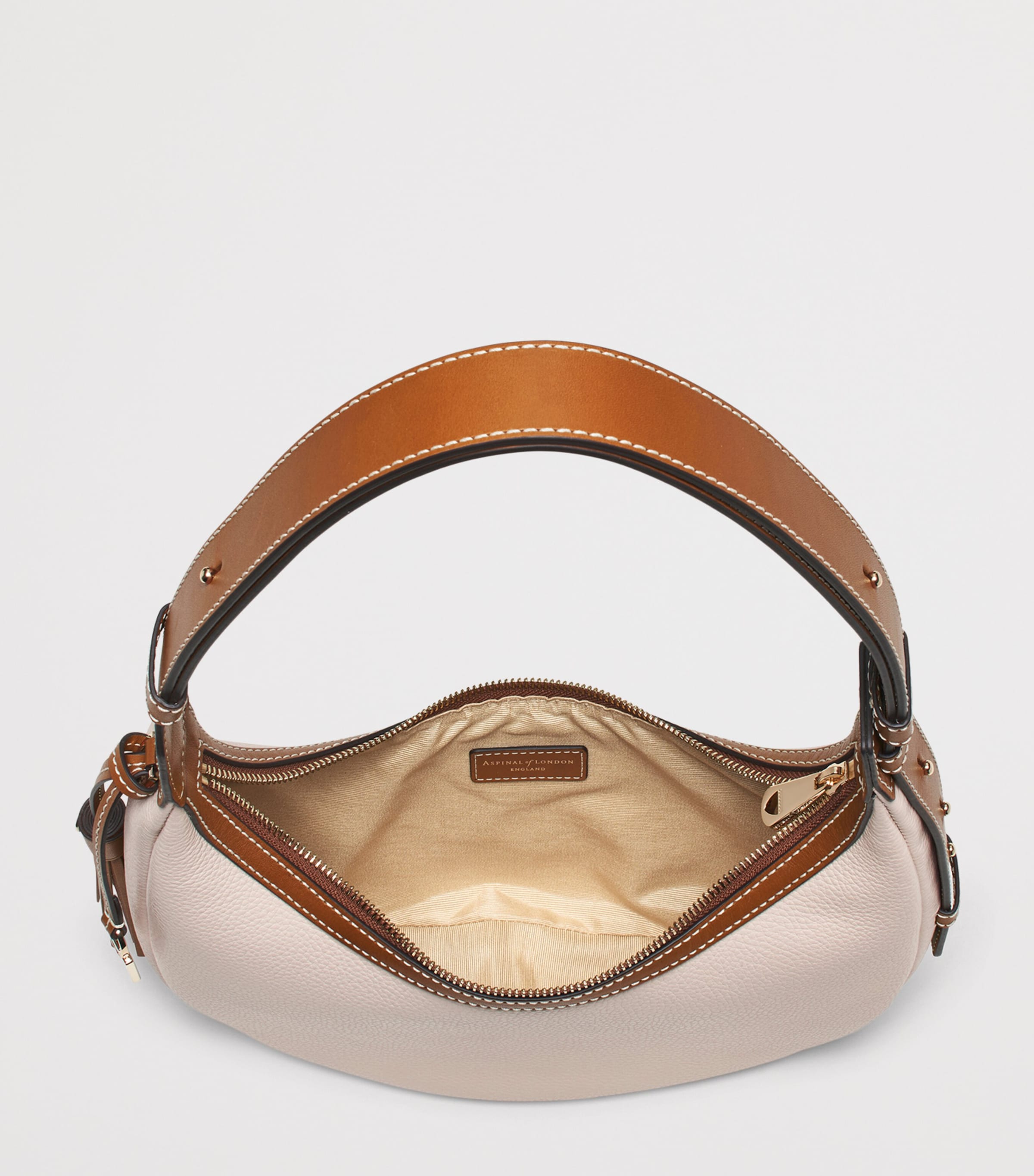 Aspinal Of London Small Leather Soho Crescent Shoulder Bag Neutral Image 5