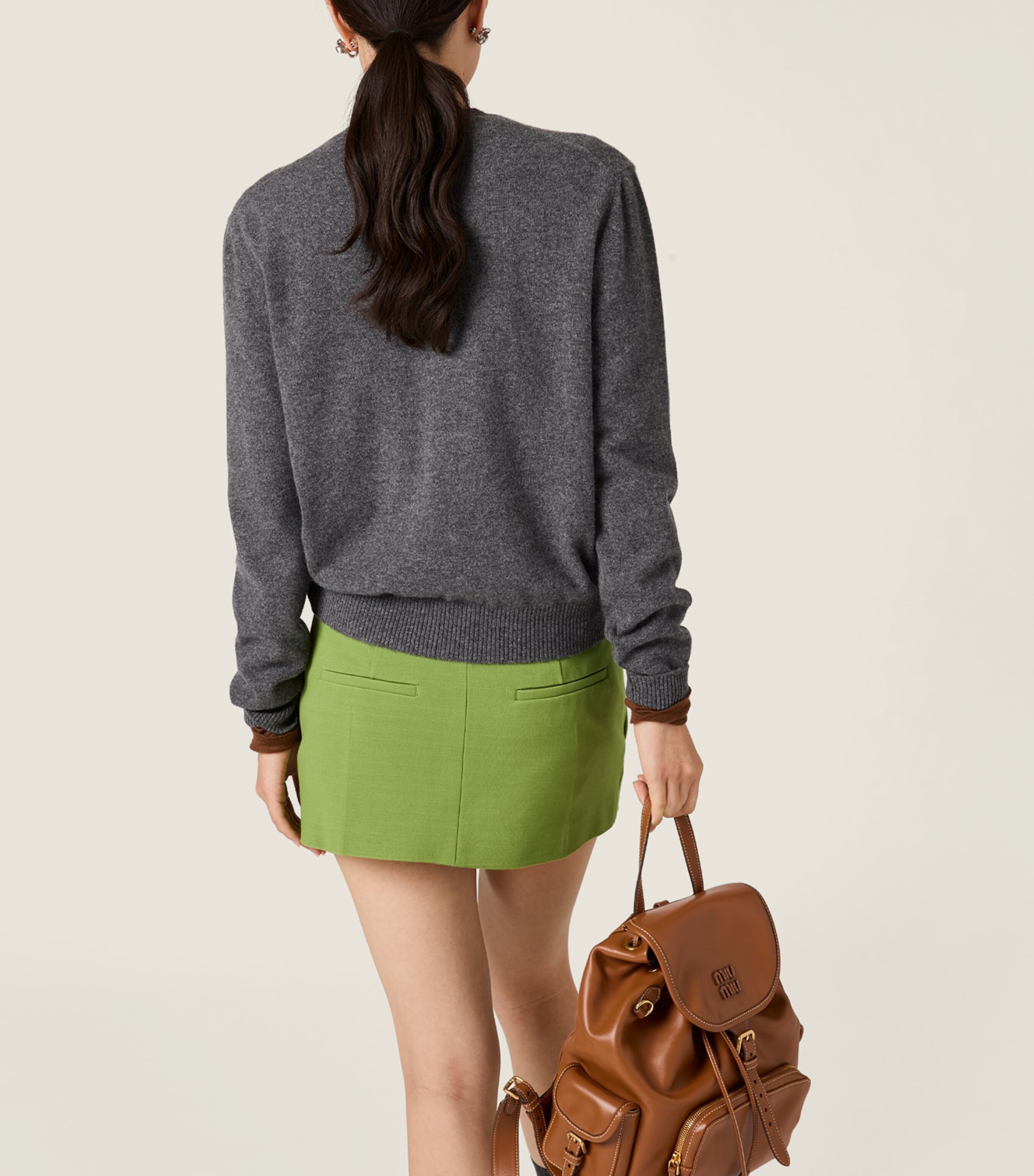 Miu Miu Womens Rib-Knit Mini Skirt Image 3