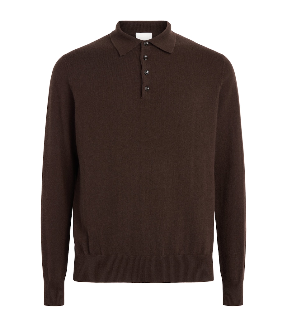 Allude Mens Virgin Wool Open-Collar Polo Sweater Image 1