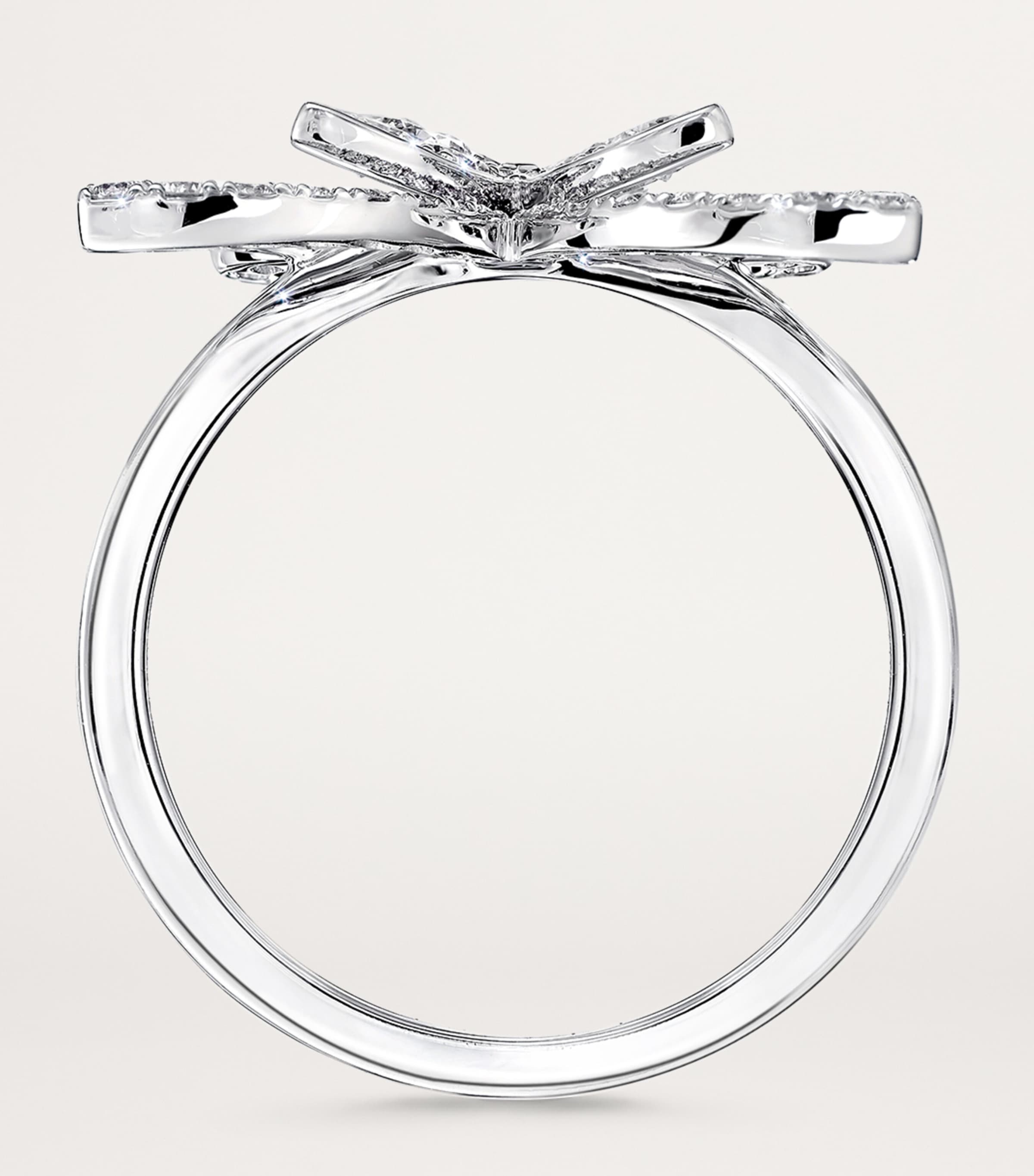 White Gold and Diamond Mini Butterfly Ring WHITE GOLD Image 4