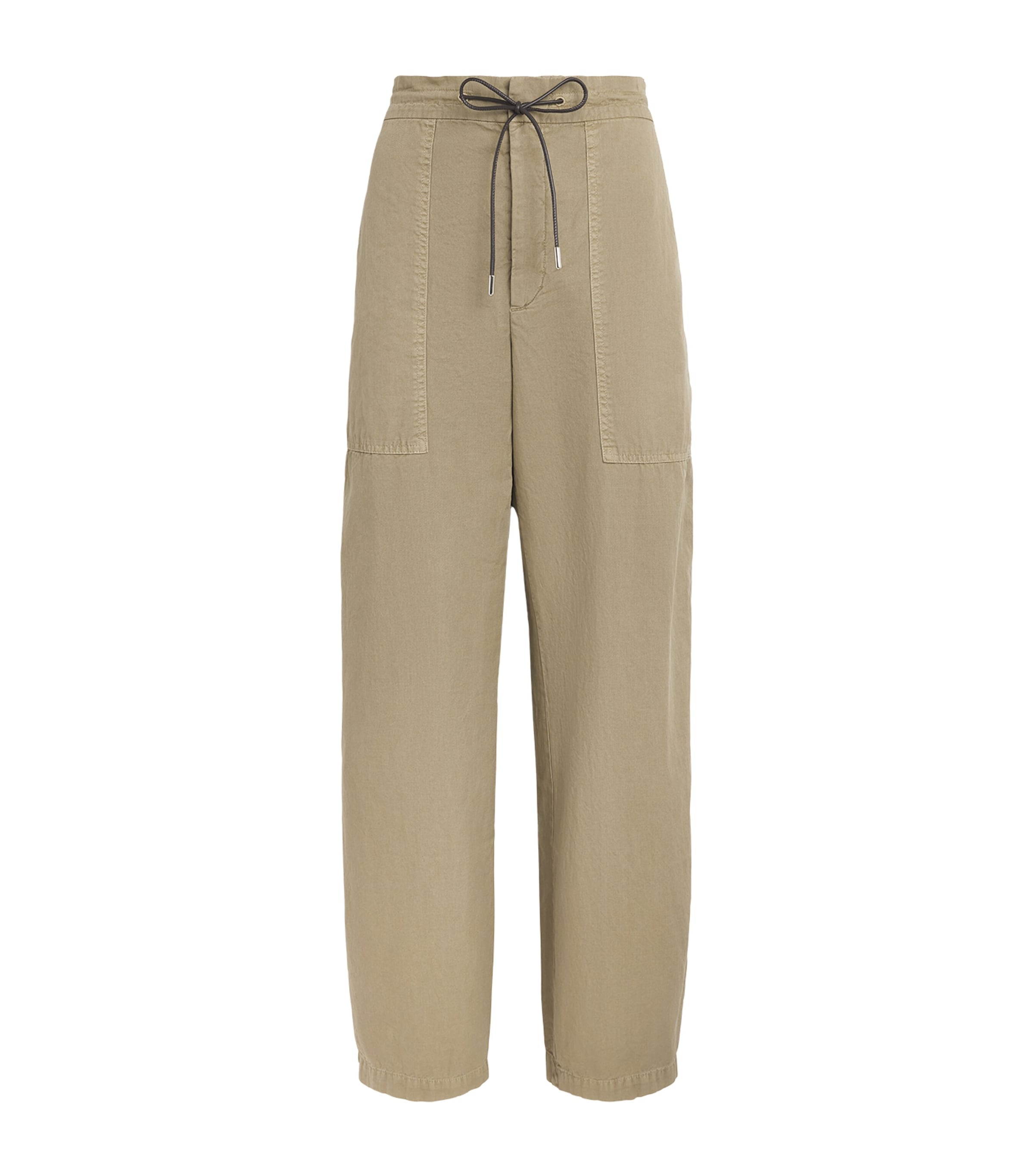 FRAME Drawstring The Gallery Wide-Leg Trousers Army Image 1