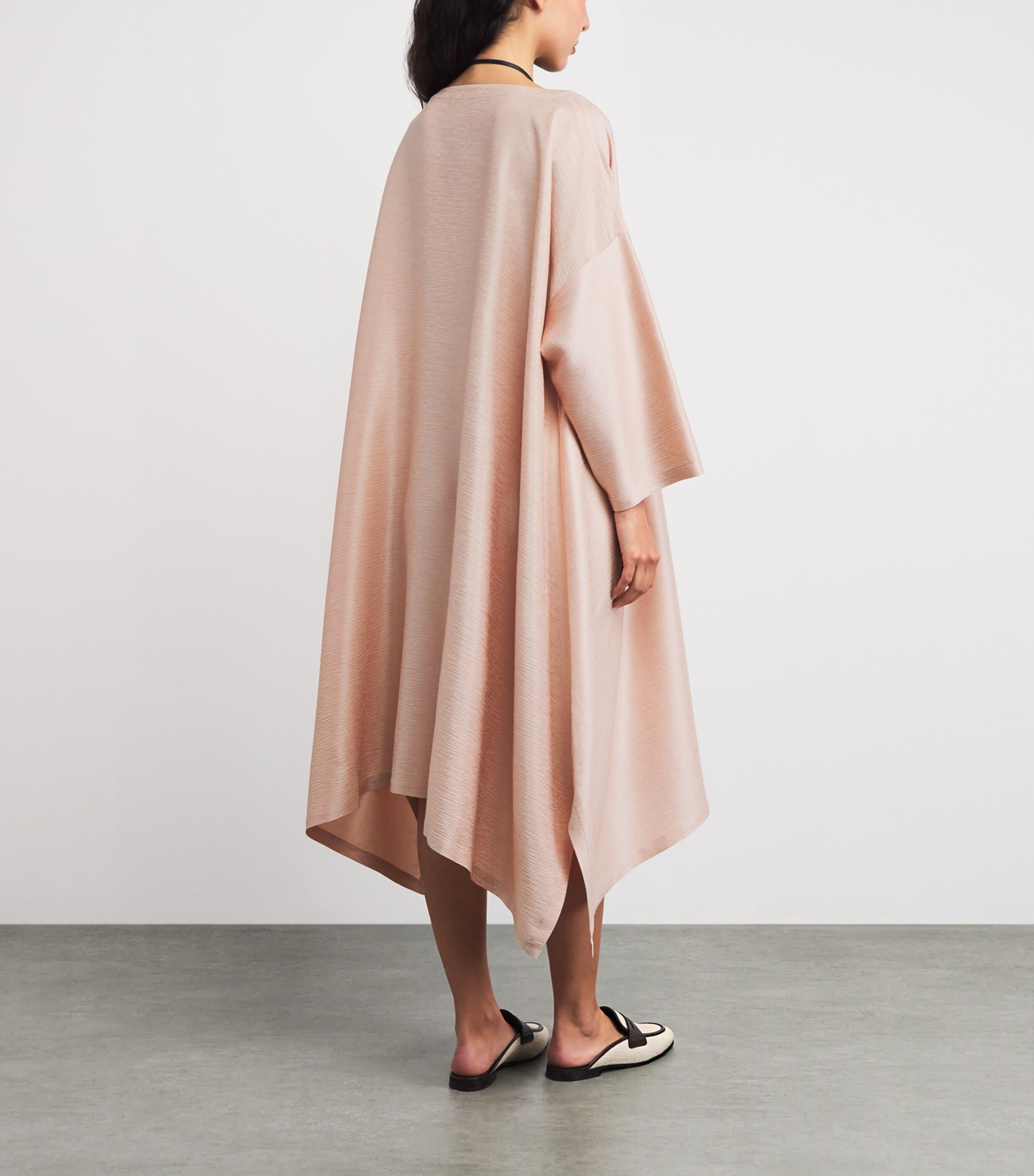 Eskandar Womens Silk Plissé Midi Dress Rosepowder Image 4
