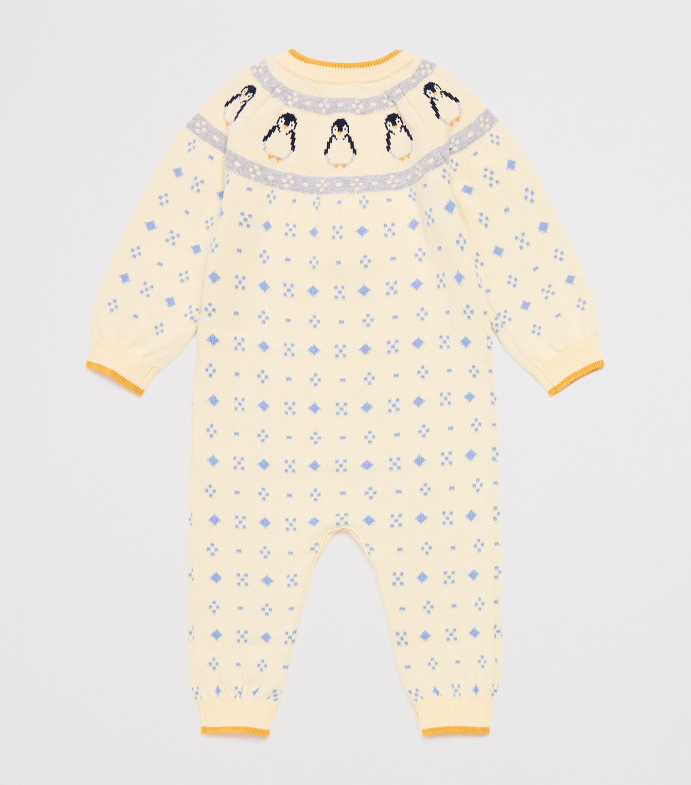 Organic Cotton Fair Isle Penguin Playsuit (0 -18 Months) CREAM Image 2
