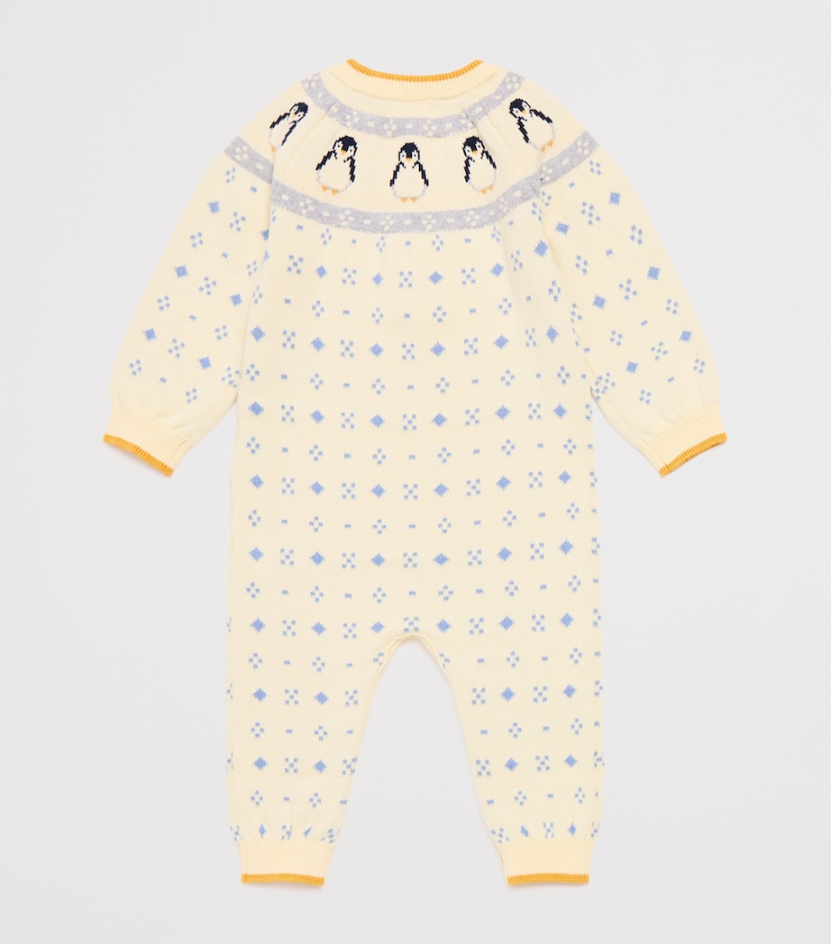 Organic Cotton Fair Isle Penguin Playsuit (0 -18 Months) CREAM Image 2