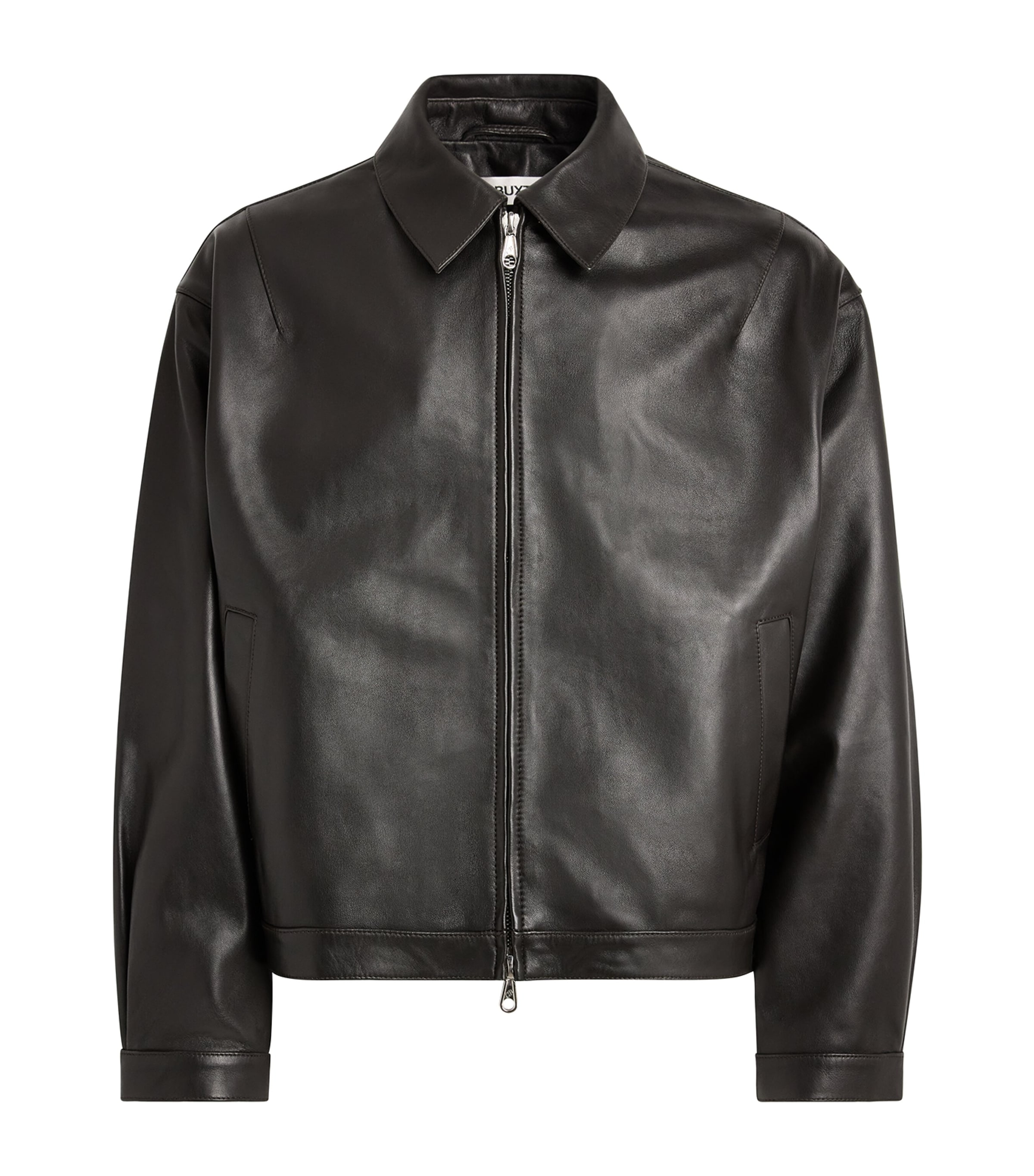 Cole Buxton Mens Leather Bomber Jacket Dark Brown Image 1
