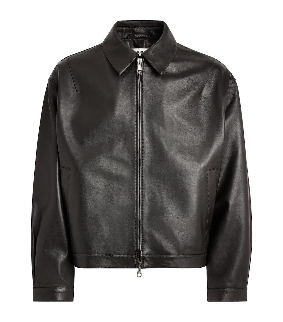 Cole Buxton Mens Leather Bomber Jacket Dark Brown Image 1
