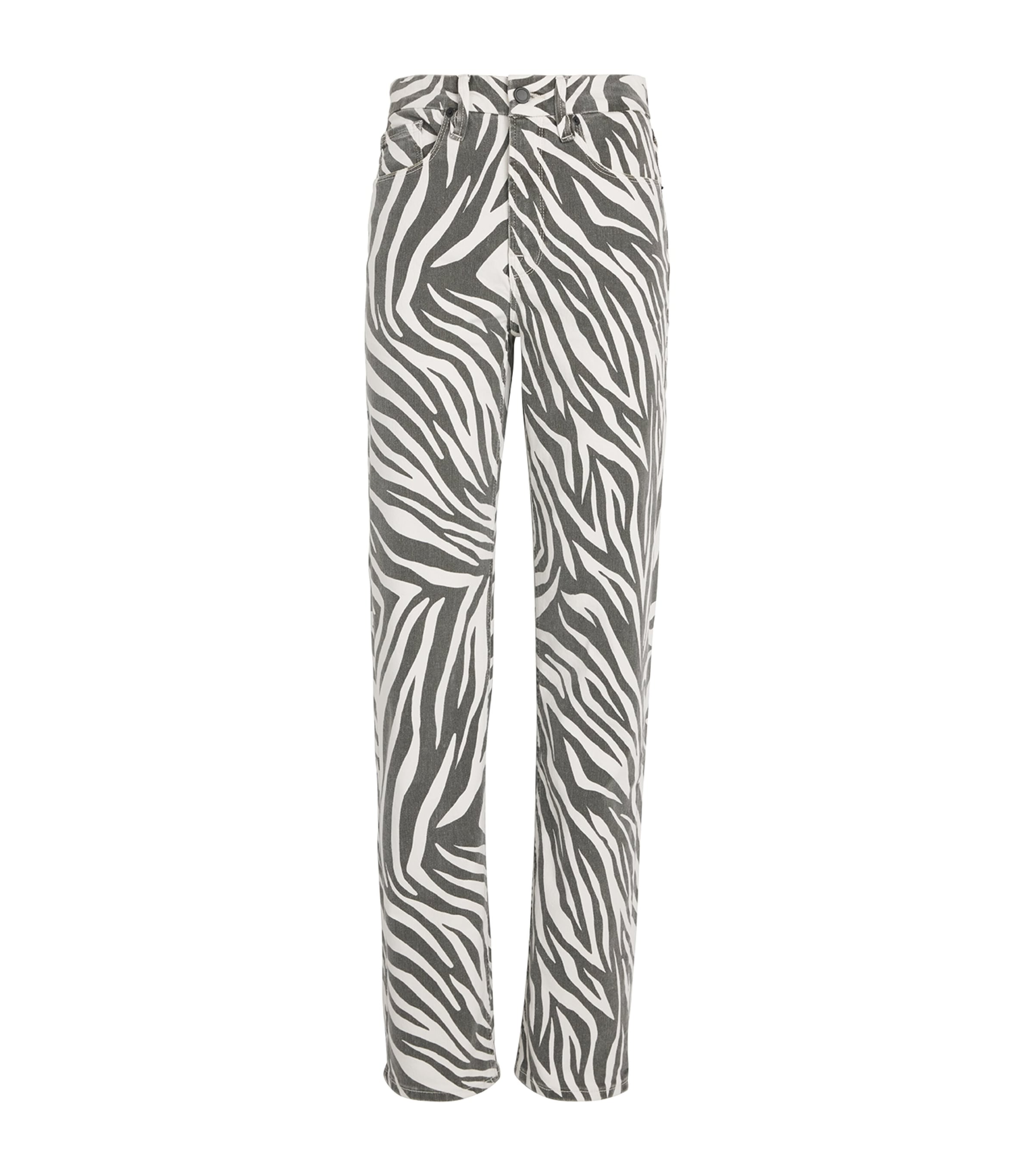 Good American Womens Cloud White Zebra002 Good Icon Straight-leg Stretch-denim Blend Jeans In Black