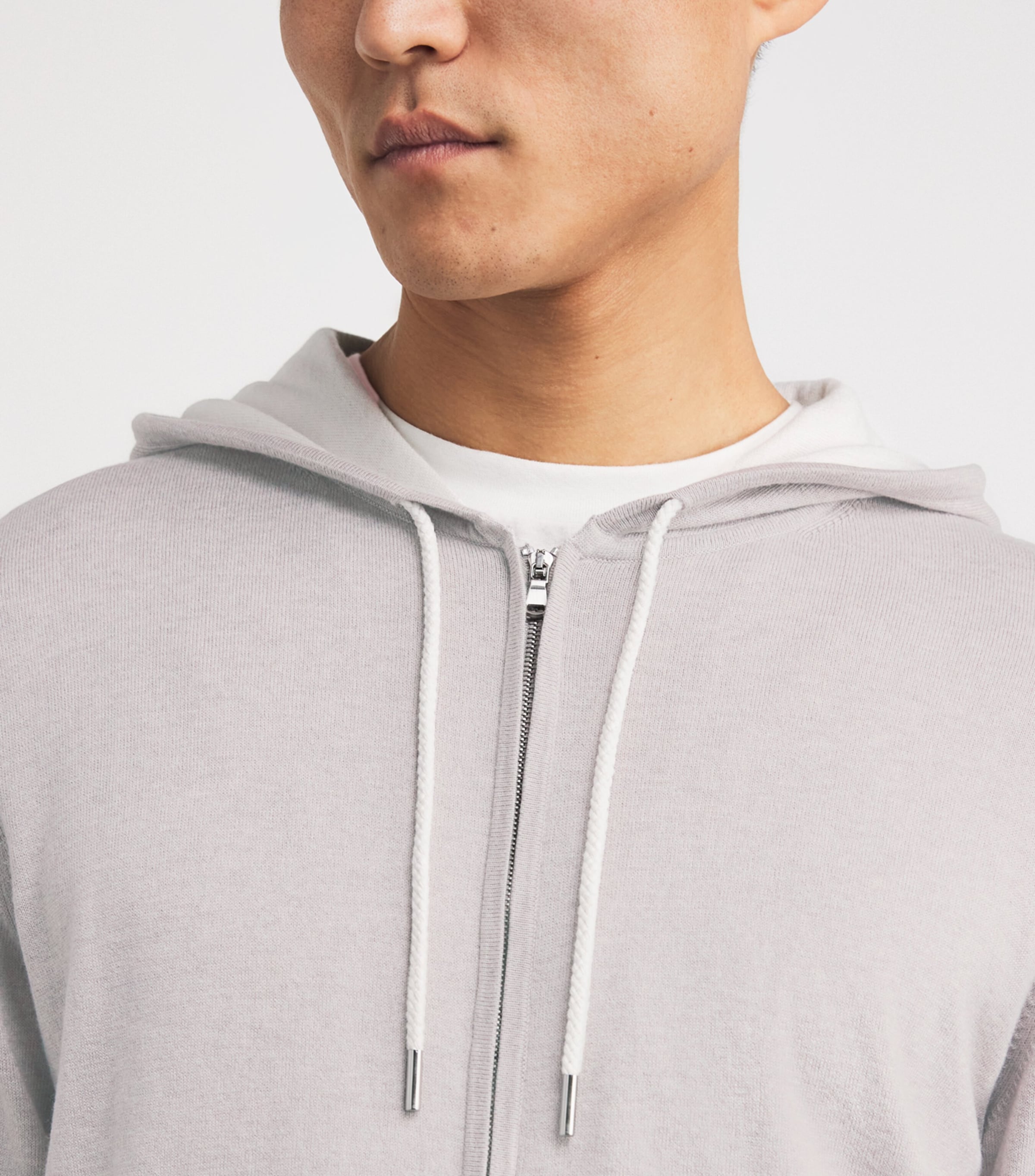 Cotton-Silk-Cashmere Zip-Up Hoodie FUMO GREY NEW IVORY Image 6