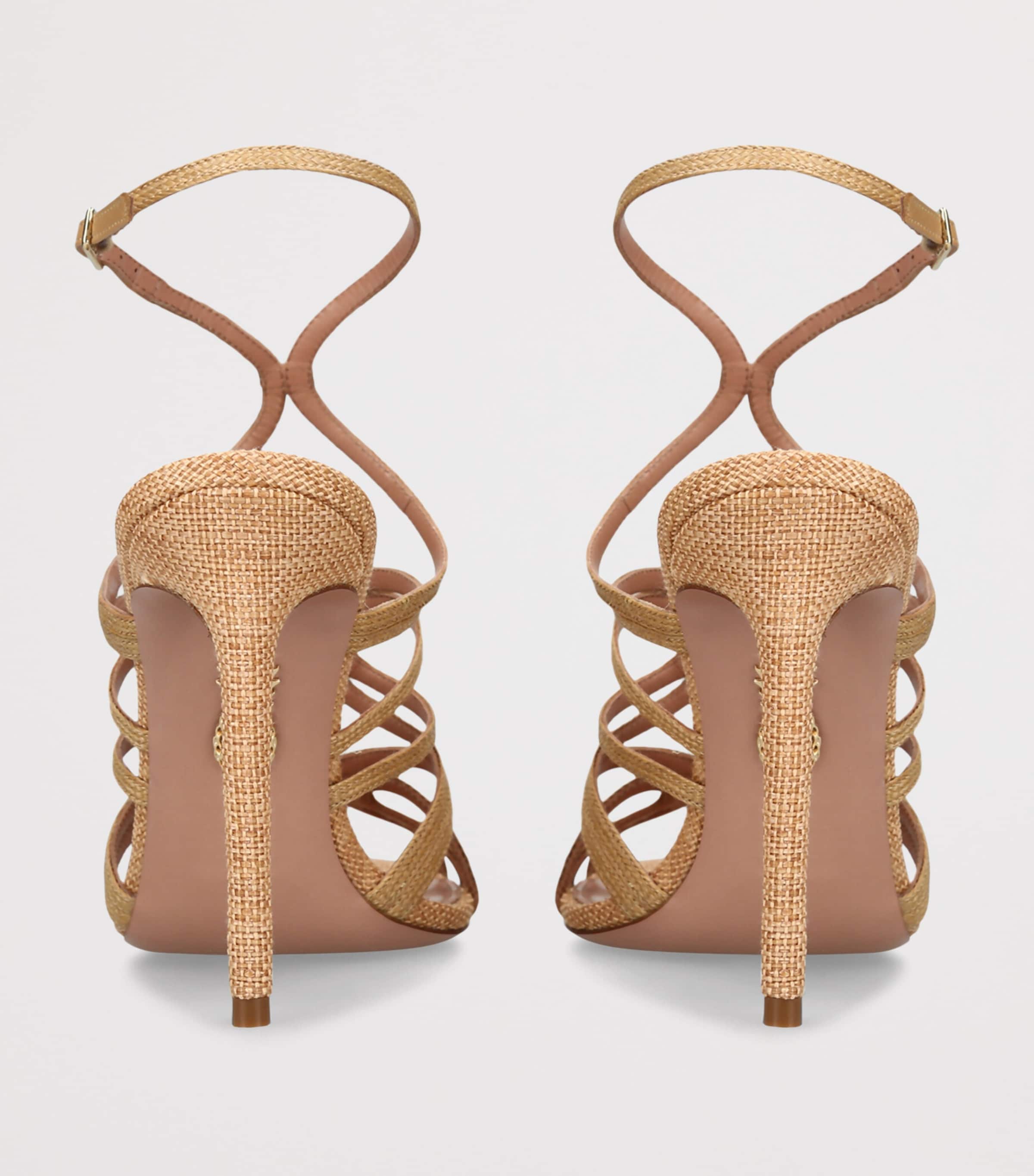 Aquazzura Raffia Serenade Heeled Sandals 105 Beige Image 2