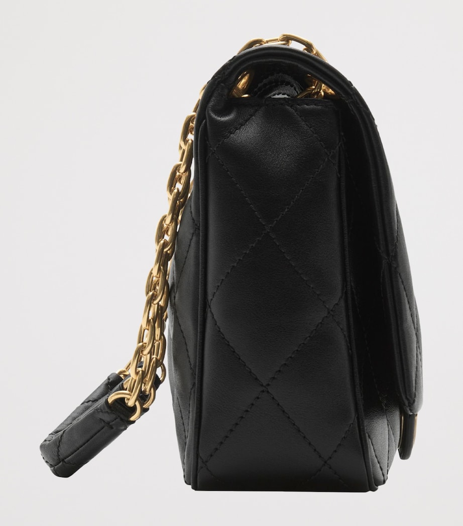 Medium Leather Strand Shoulder Bag BLACK Image 4
