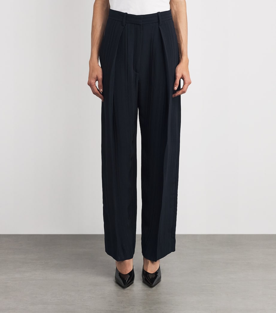 Eyelet Wide-Leg Tailored Trousers 550 NAVY Image 3