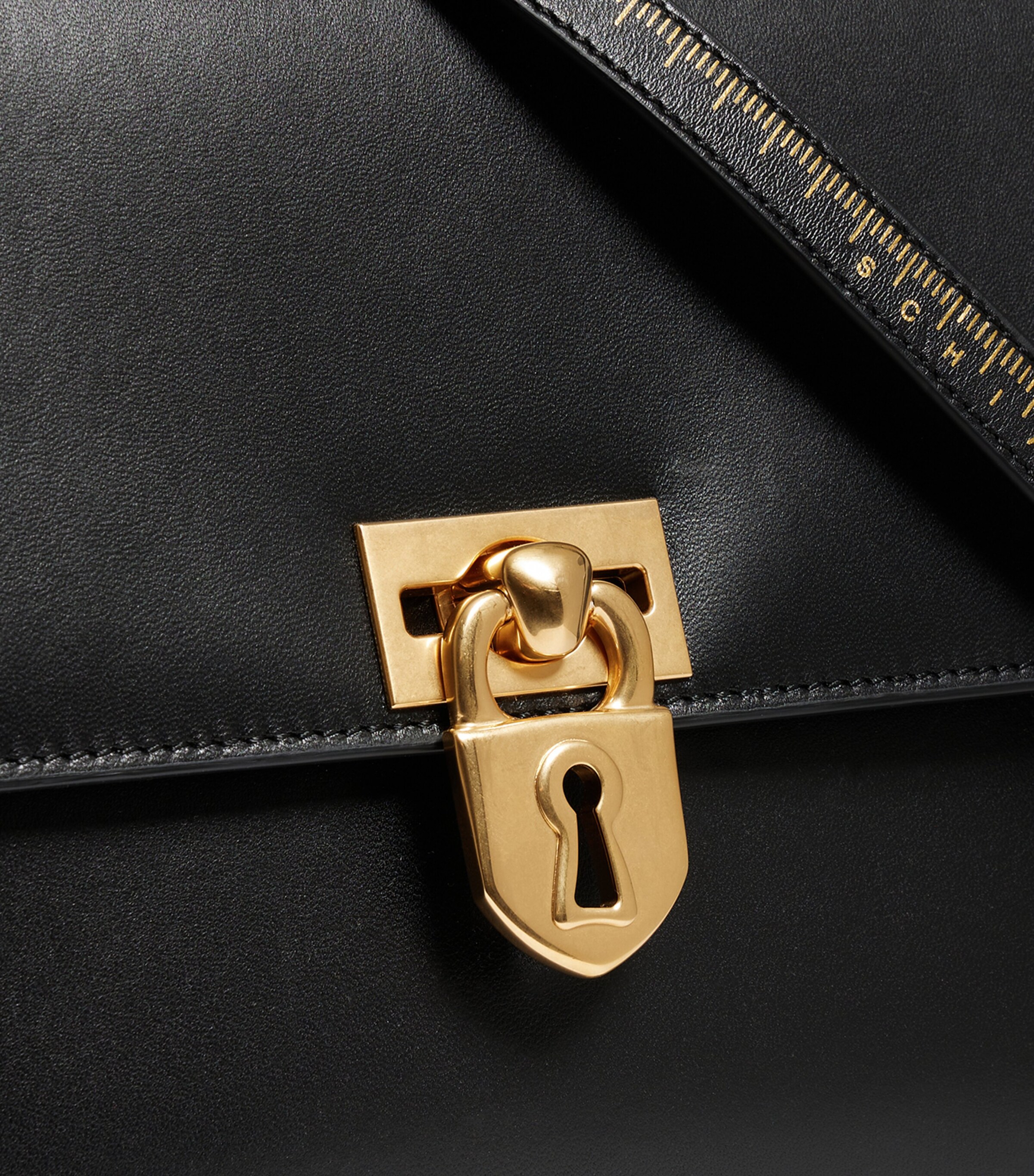 Schiaparelli Large Leather Secret Top-Handle Bag Black Image 6
