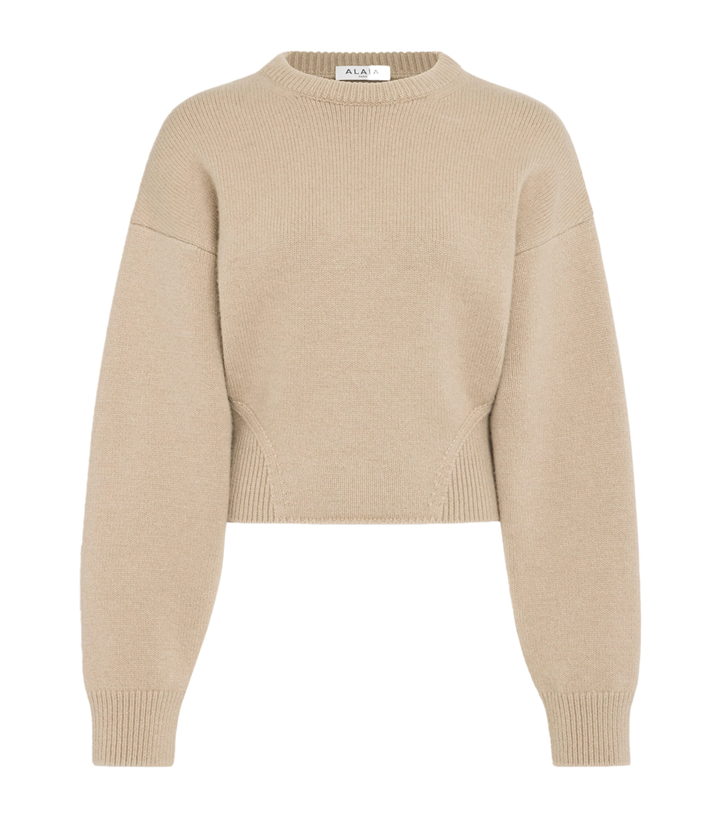 Alaïa Cashmere-blend Crew-neck Sweater In Beige