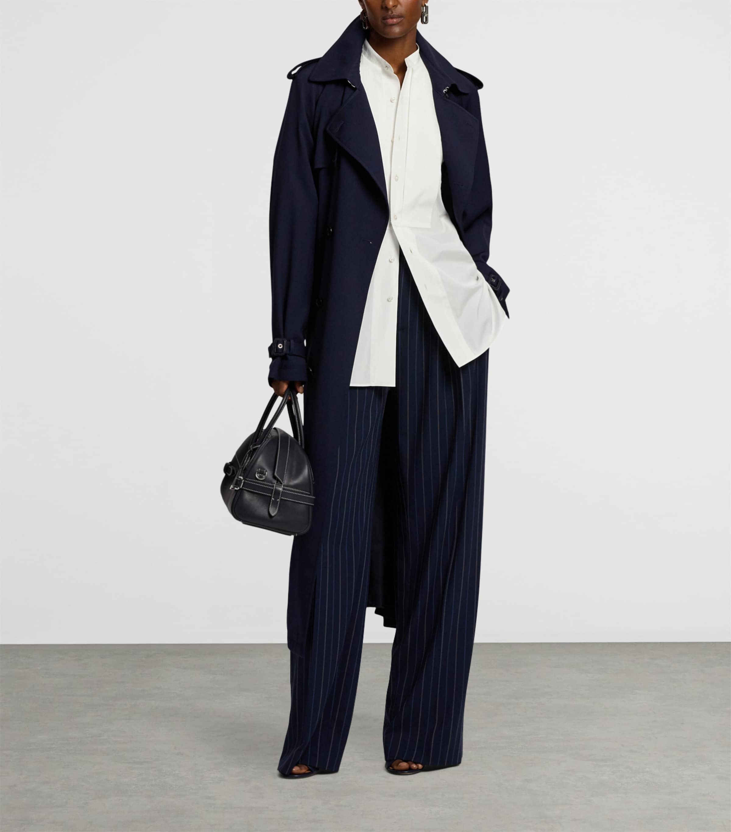 Wool-Blend Alecia Trench Coat NAVY-410 Image 8