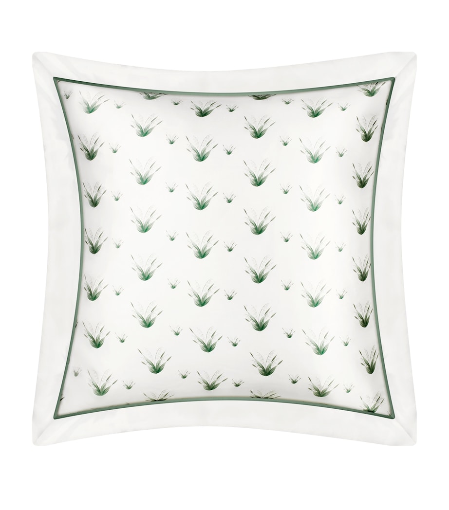 x Memo Press Silk Lily Of The Valley Square Oxford Pillowcase (65cm x 65cm) GREEN/WHITE Image 1