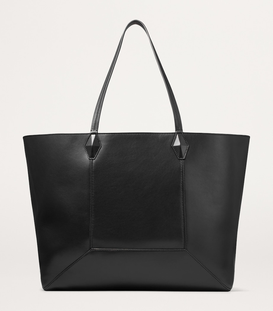 Diamond Large Leather Tote Bag BLACK Image 6