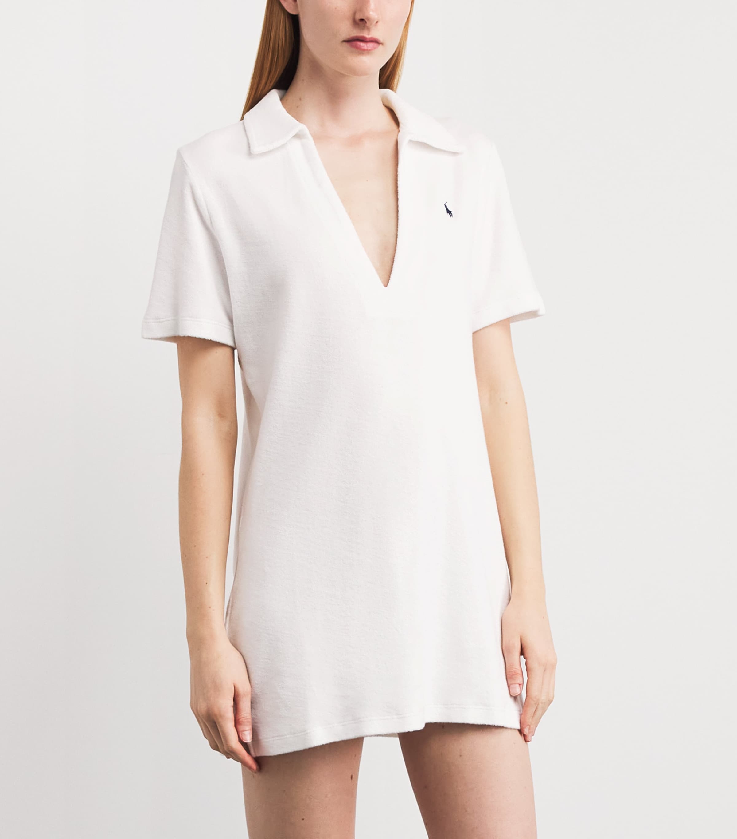 Polo Ralph Lauren Womens Terry Polo Pony Mini Dress White Image 4