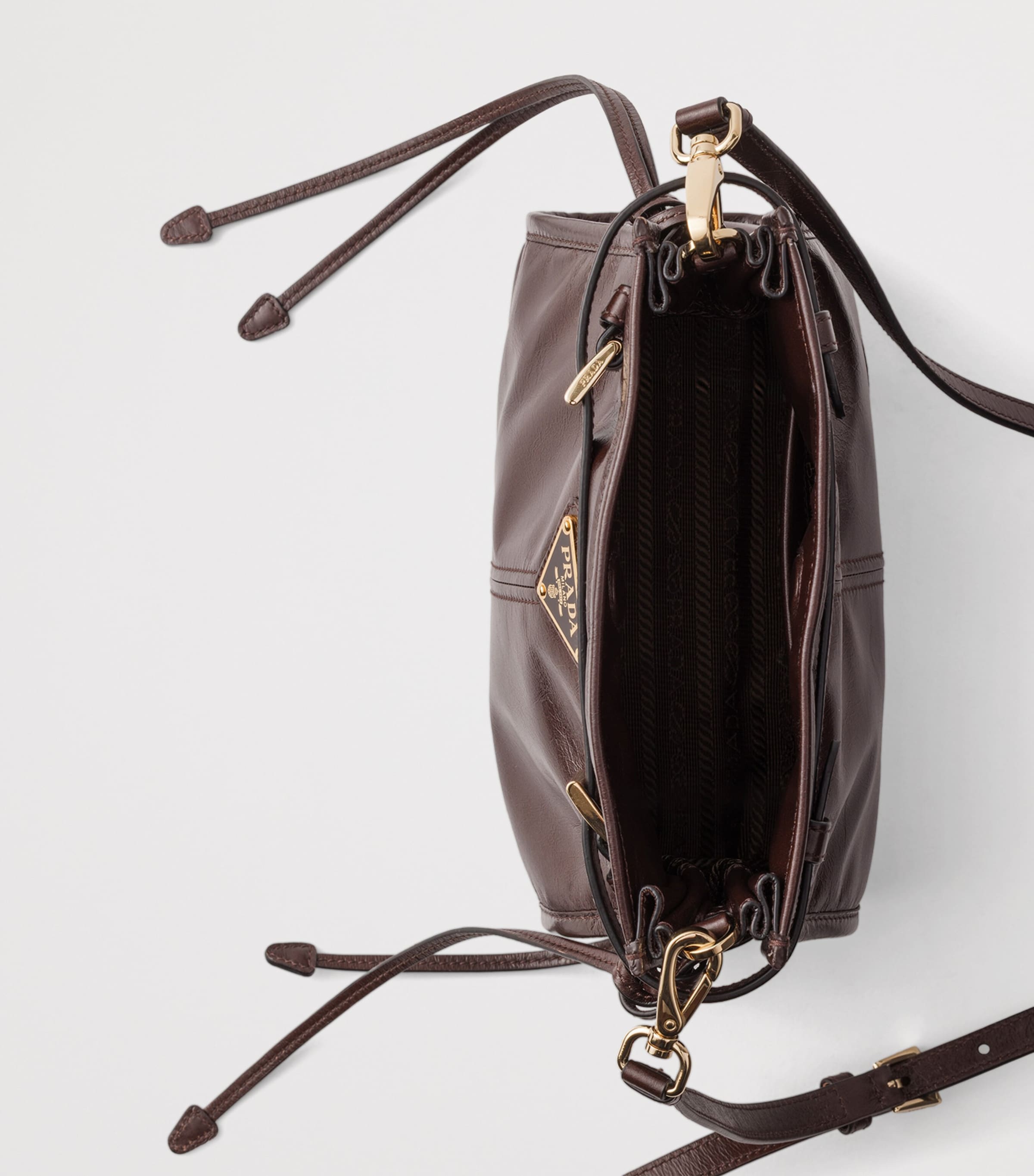 Prada Mini Leather Bonnie Shoulder Bag Brown Image 4
