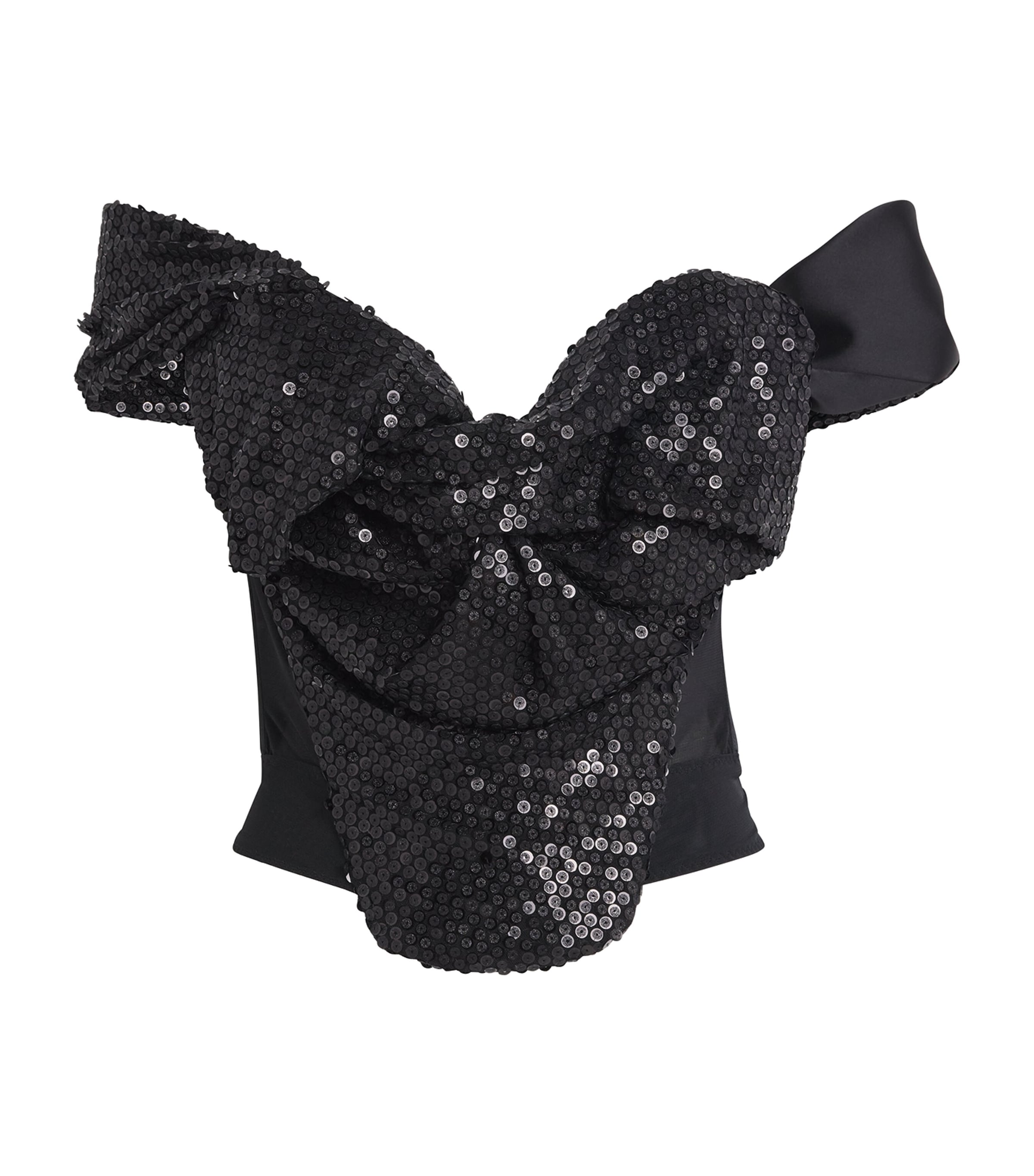 Vivienne Westwood Womens Sequin Bow Corset Top Black Image 1