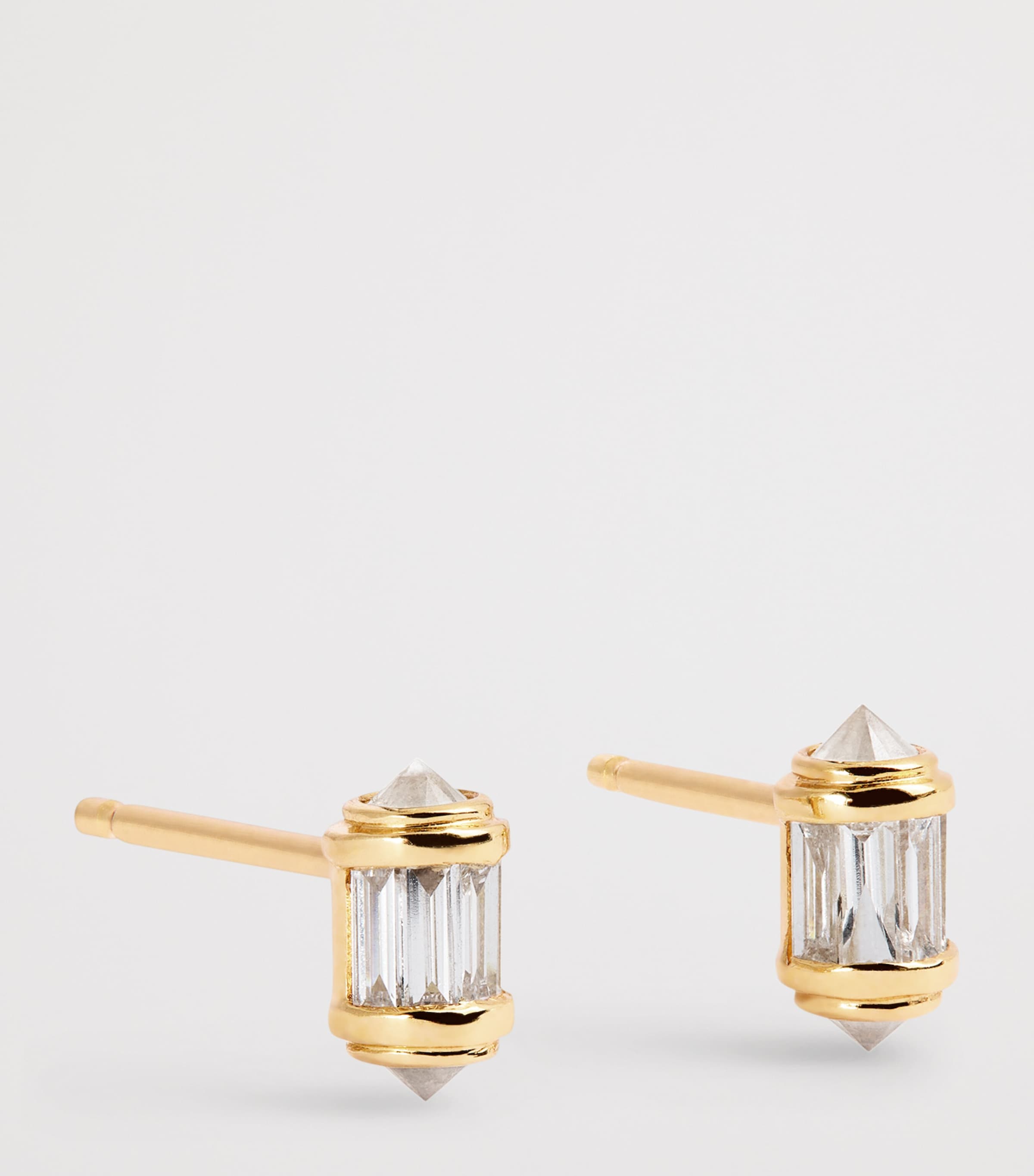 Yellow Gold and Diamond Ripple Stud Earrings YELLOW GOLD Image 3