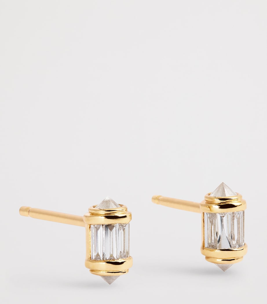 Yellow Gold and Diamond Ripple Stud Earrings YELLOW GOLD Image 3