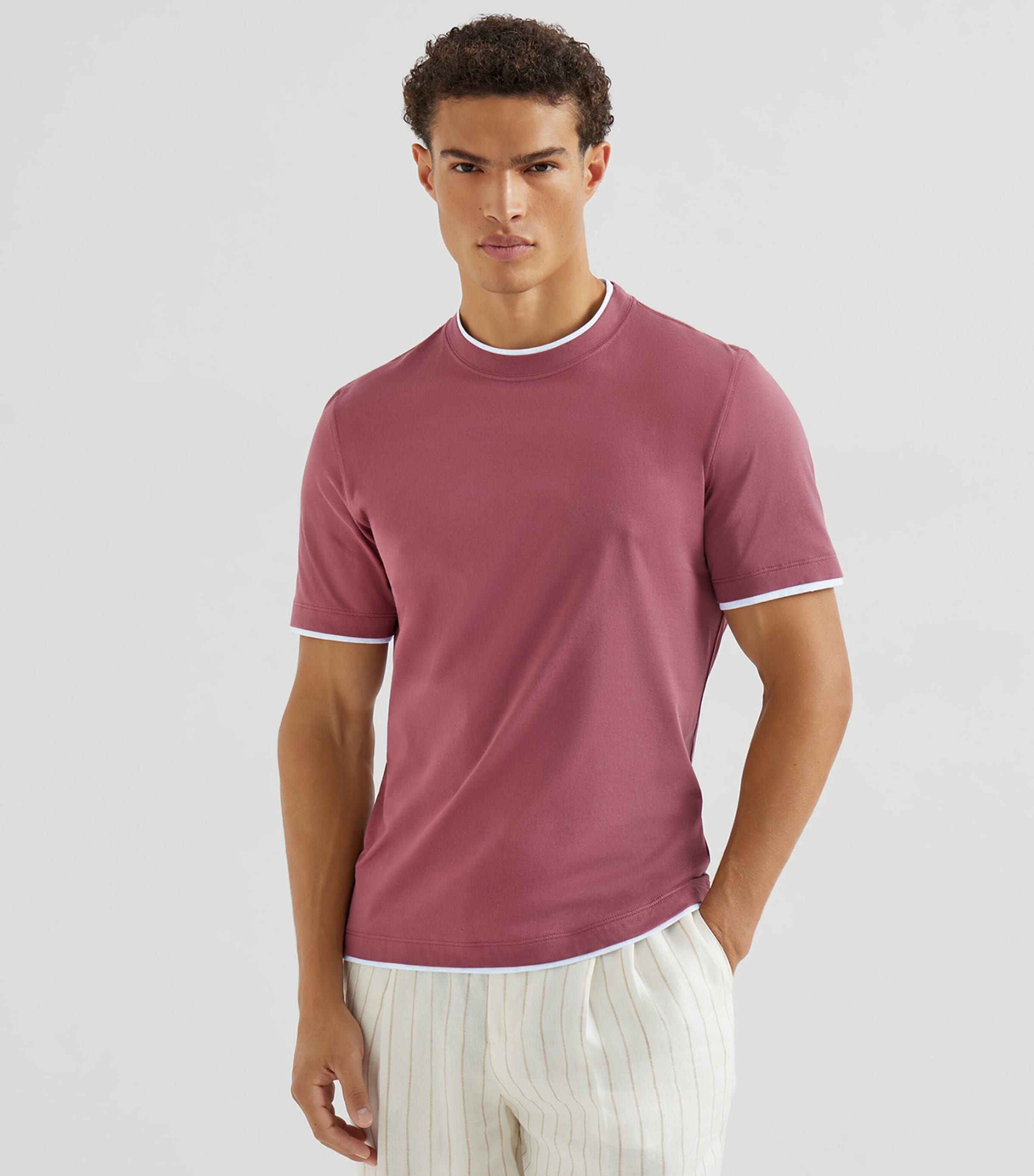 Cotton Faux-Layered T-Shirt CMJ53 Image 3