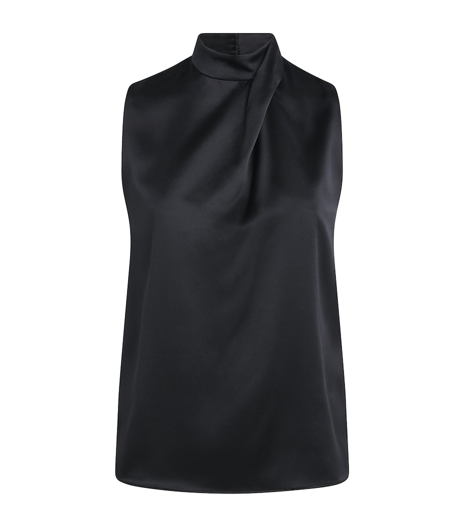 Eleventy Womens Silk High-Neck Top Nero Image 1