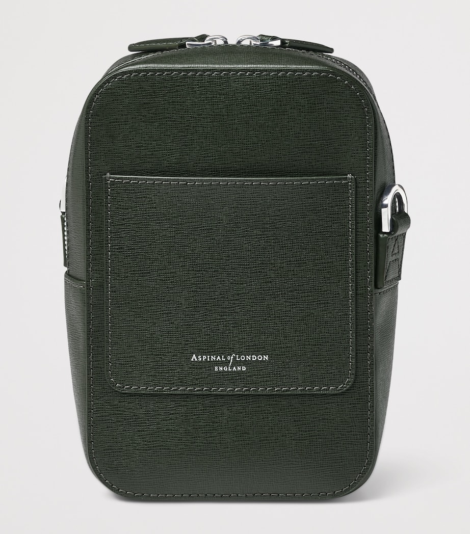 Aspinal Of London Leather Reporter North South Cross-Body Bag Forestgreen Image 3