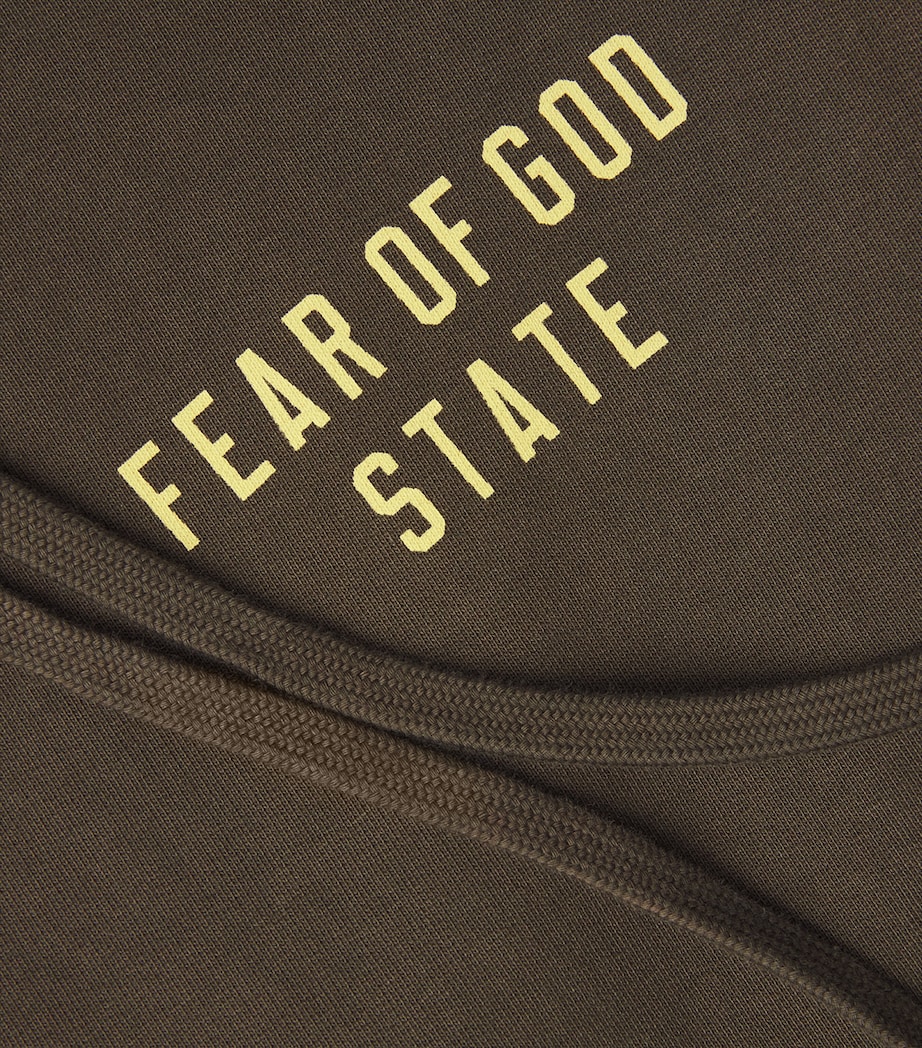 Cotton-Blend State Logo Print Sweatpants BROWN Image 5