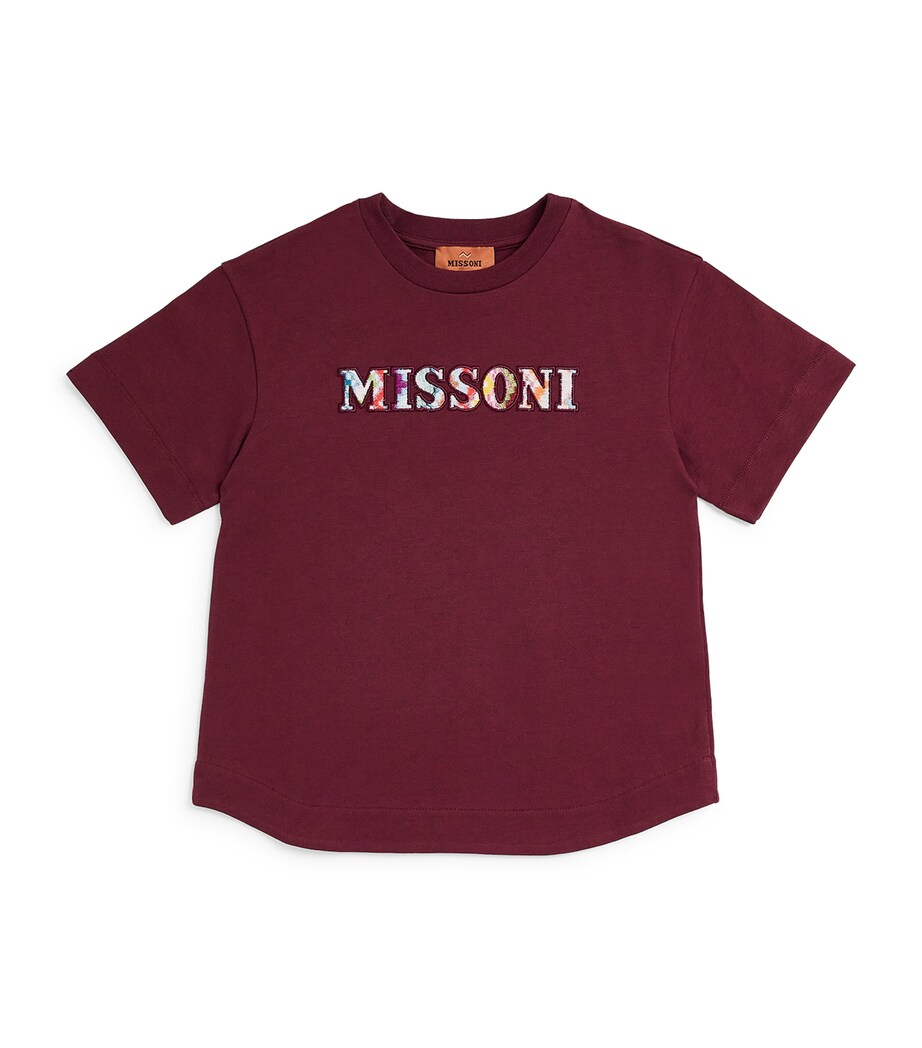 Missoni Kids Cotton Embroidered-Logo T-Shirt (4-14 Years) Plum Image 1