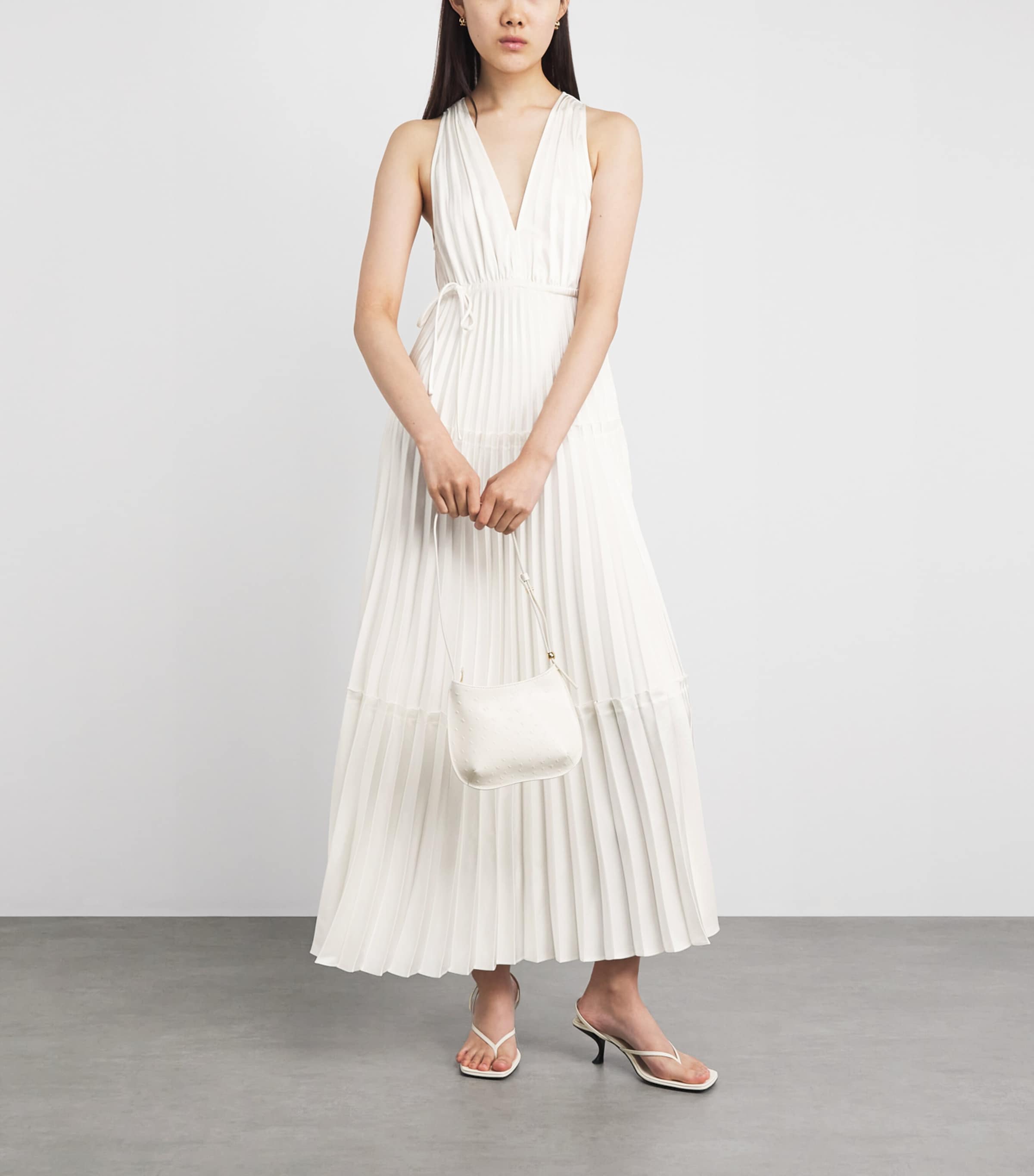 Sandro Paris Womens Pleated Maxi Dress Ecru Image 2