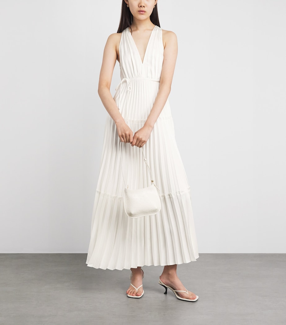 Sandro Paris Womens Pleated Maxi Dress Ecru Image 2
