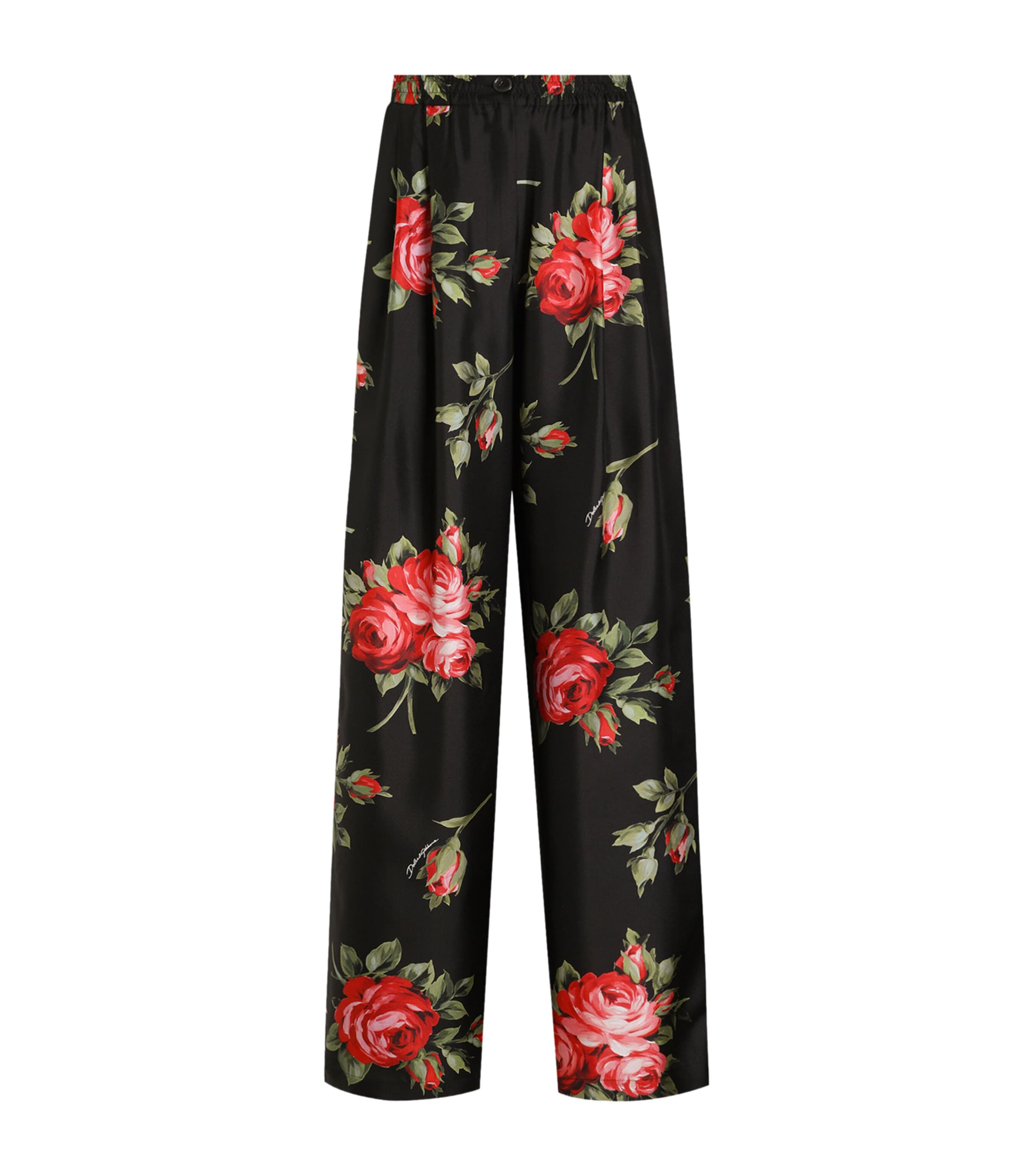 Silk Rose Print Trousers HN5ZN-BOUQ Image 1