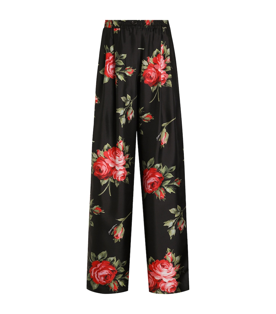 Silk Rose Print Trousers HN5ZN-BOUQ Image 1