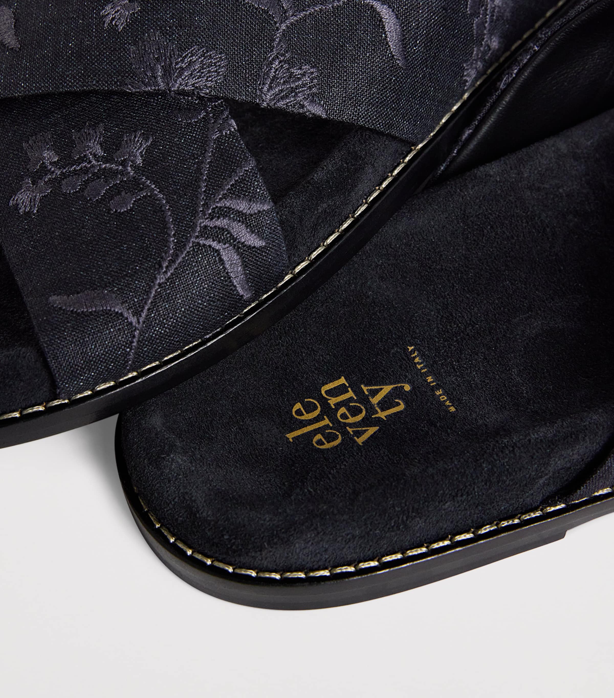 Eleventy Embroidered Crossover Slides Nero Image 7