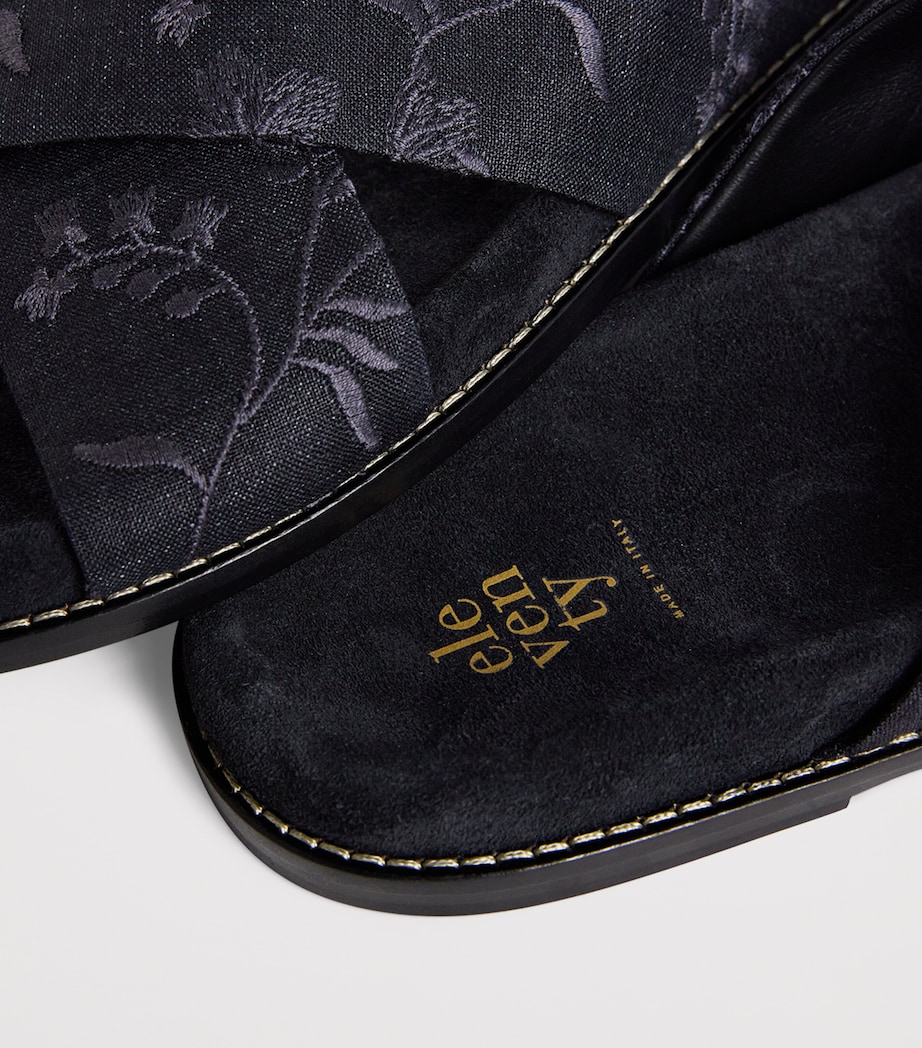 Eleventy Embroidered Crossover Slides Nero Image 7
