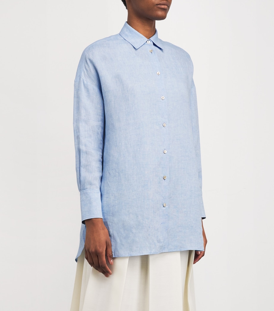 Linen Oversized Shirt A26 LIGHT WATER Image 3