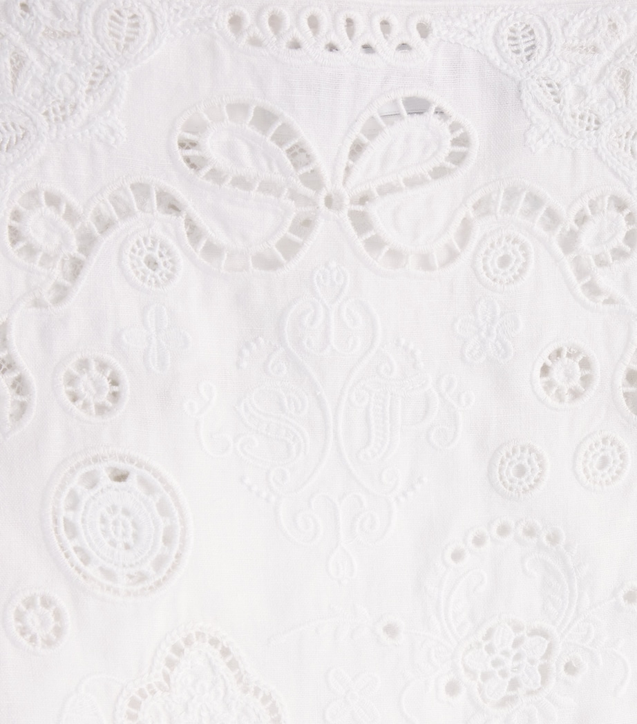 Self-Portrait Womens Linen-Cotton Embroidered Mini Dress White Image 6
