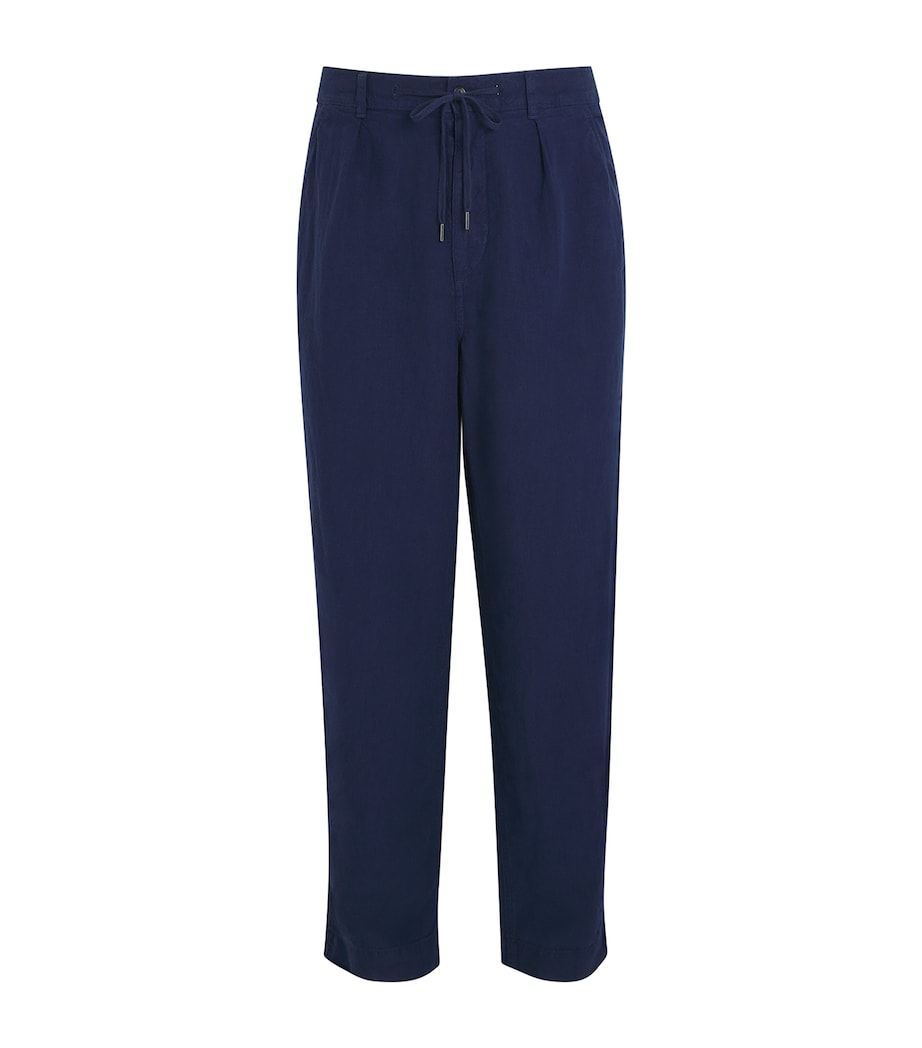 Linen Drawstring Trousers NAVY Image 1