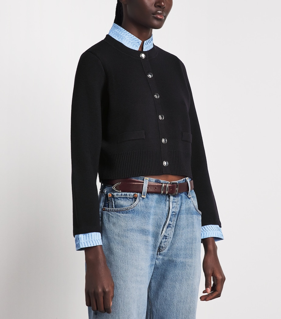 Sandro Paris Womens Collared Cardigan Navy Blue Image 4