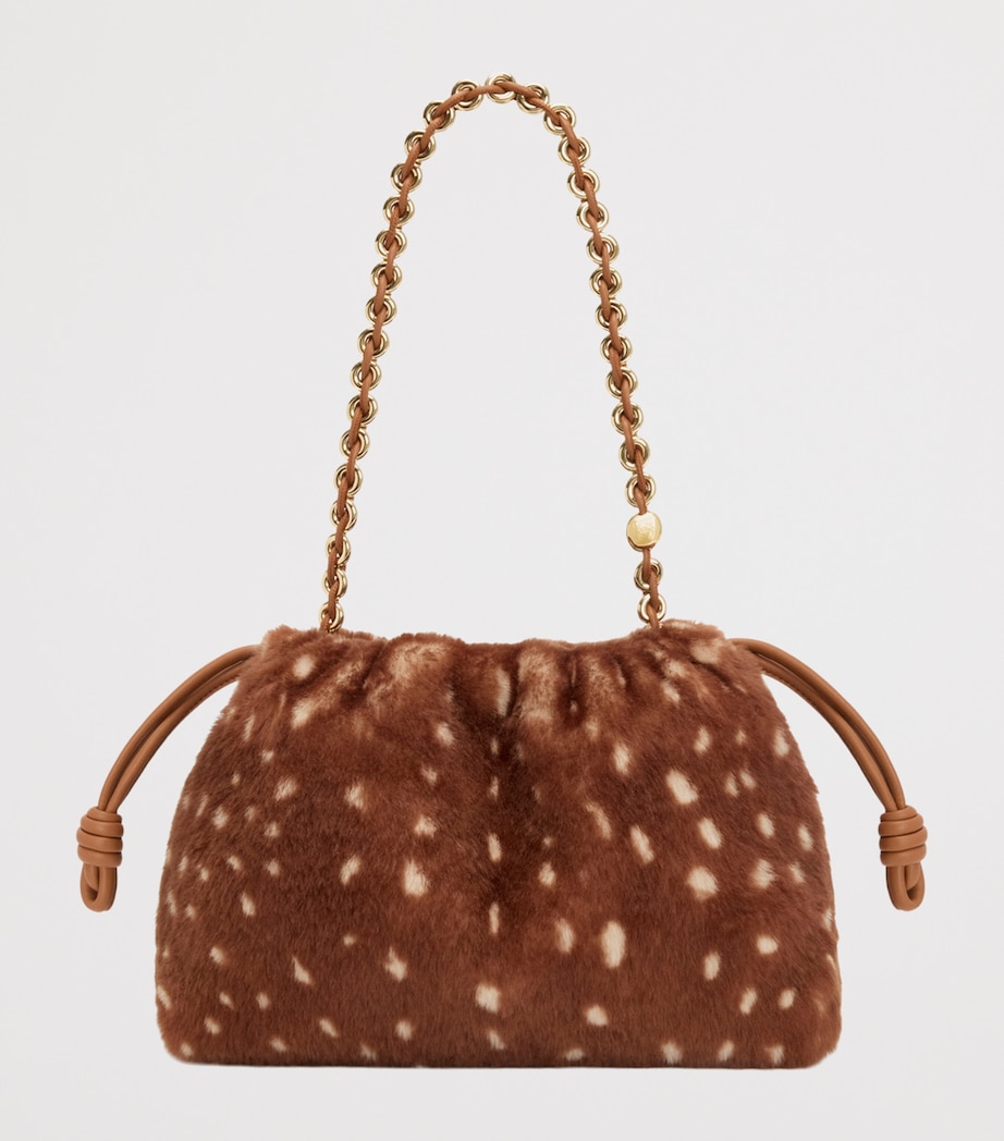 Medium Shearling Flamenco Shoulder Bag BROWN/WHITE Image 5