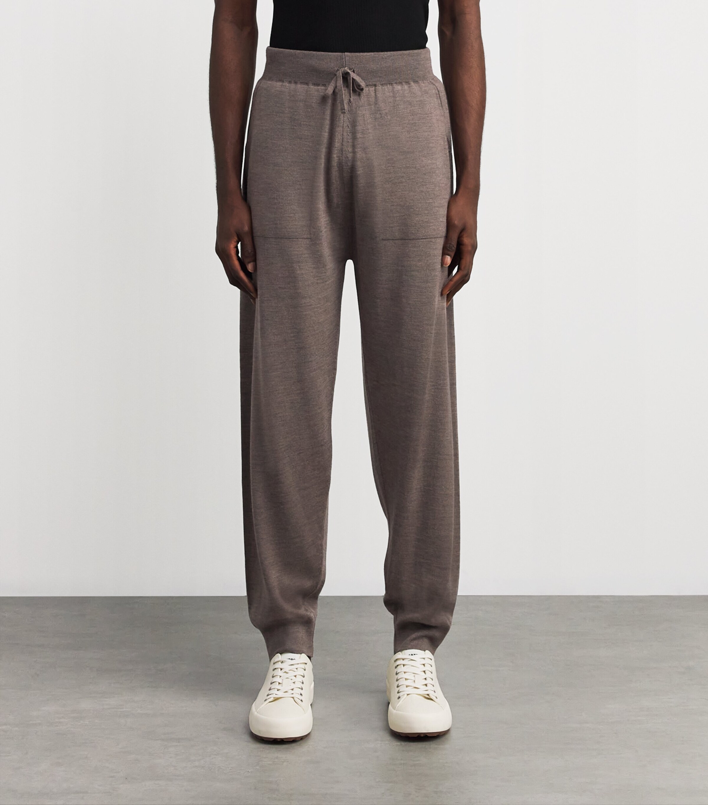 John Smedley Mens Extra Fine Merino Wool Henning Sweatpants Mushroom Image 3