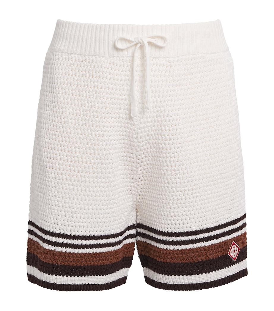 Casablanca Mens Crochet Stripe Shorts White / Brown Image 1