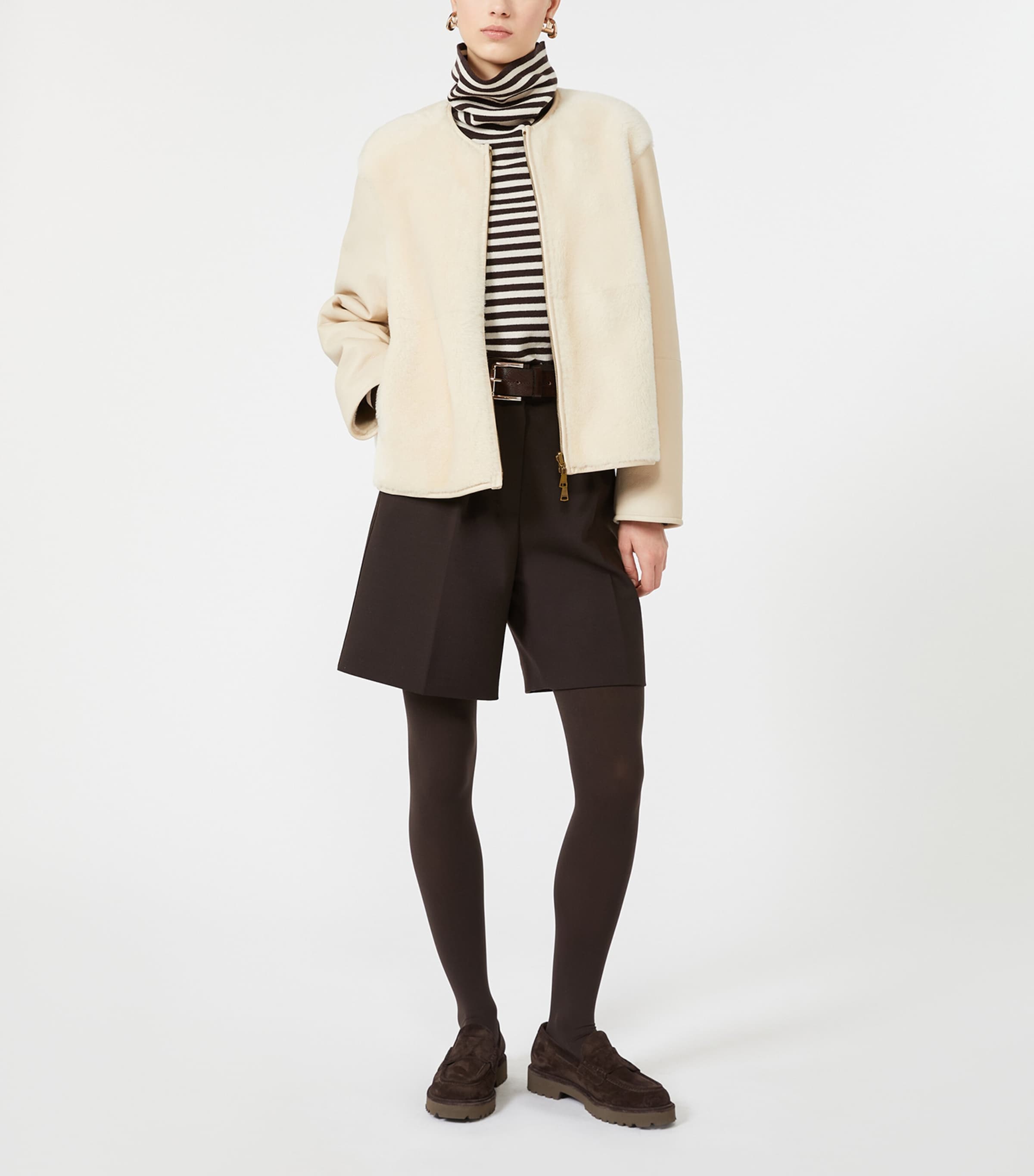 Max Mara Womens Shearling Coat Ivory Image 6