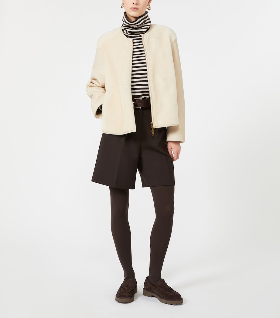 Max Mara Womens Shearling Coat Ivory Image 6