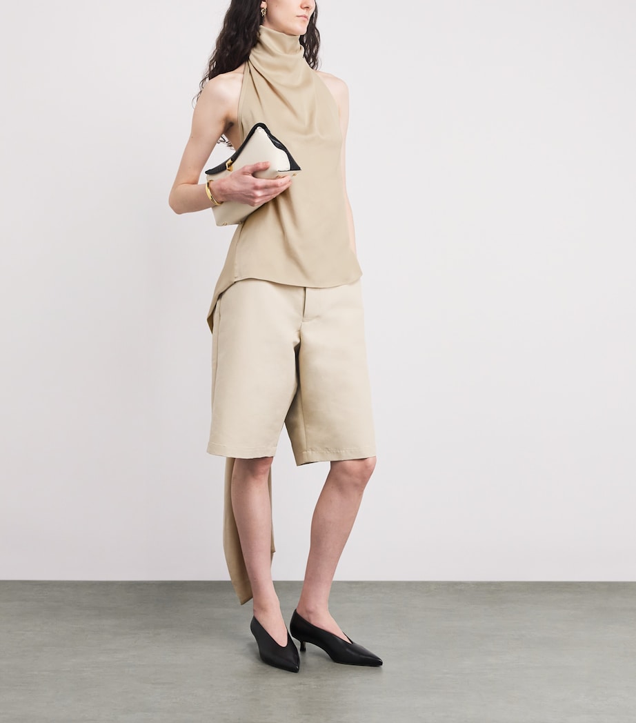 Satin Halterneck Cartia Top OYSTER Image 2