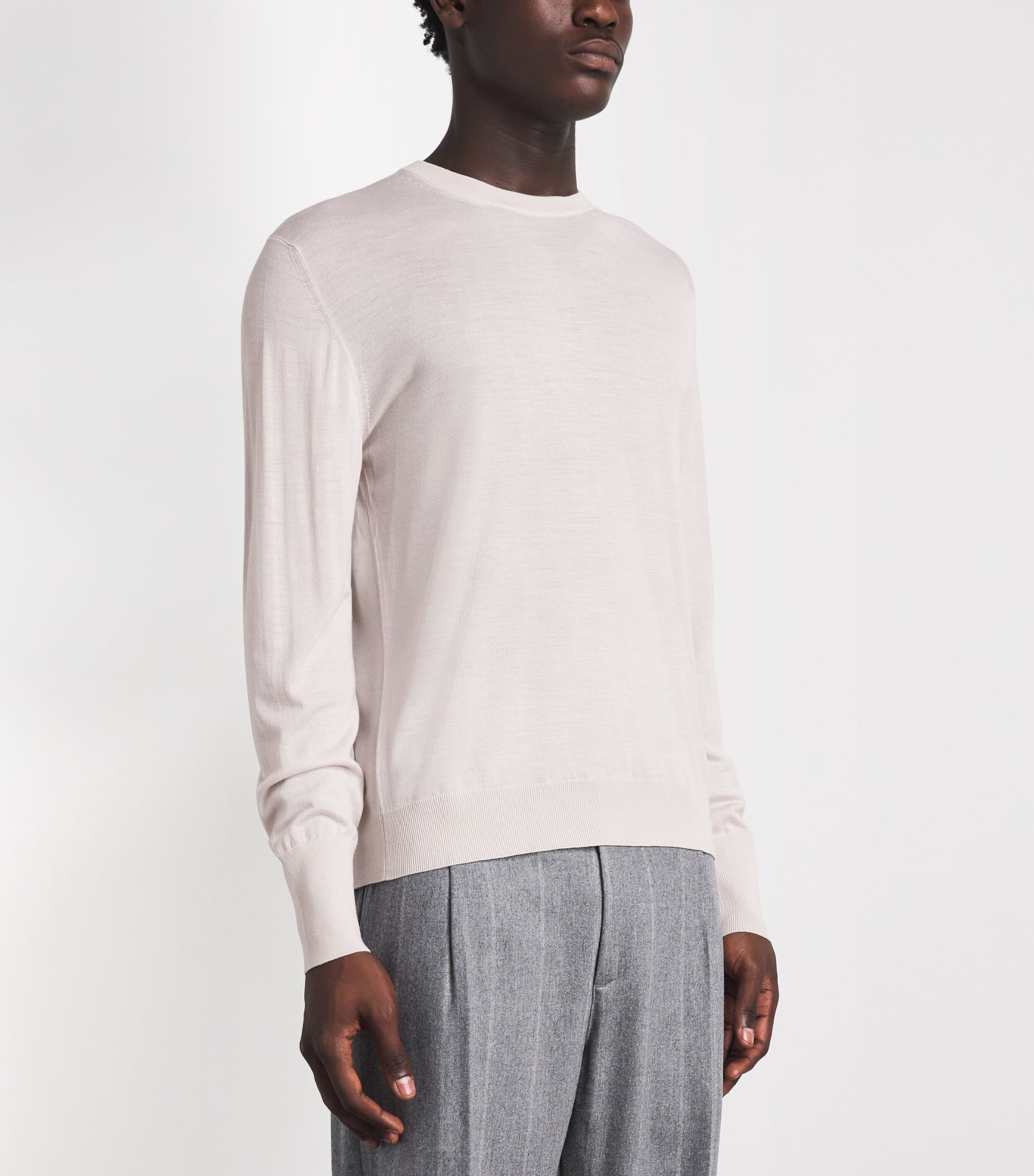 Eleventy Mens Wool Crew-Neck Sweater Sabbia Chiaro Image 4